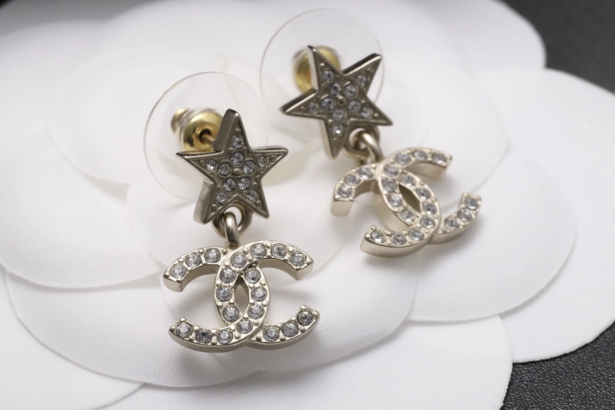 Star and Double C Crystal Drop Earrings D14017089 — view 7
