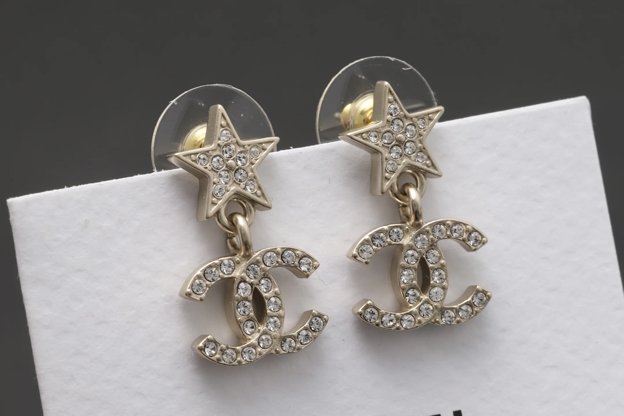 Star and Double C Crystal Drop Earrings D14017089 — view 8