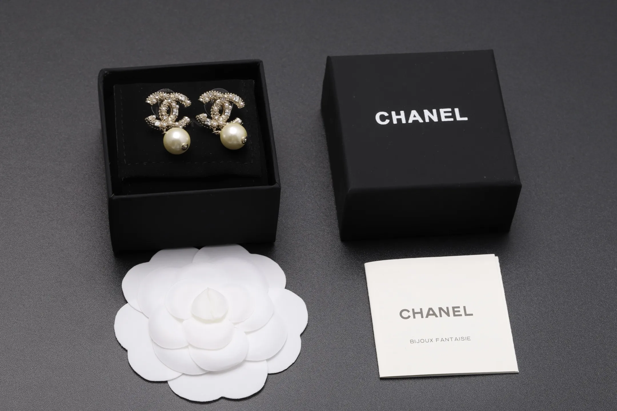 Double C Crystal and Faux Pearl Drop Earrings D14017085 — view 2