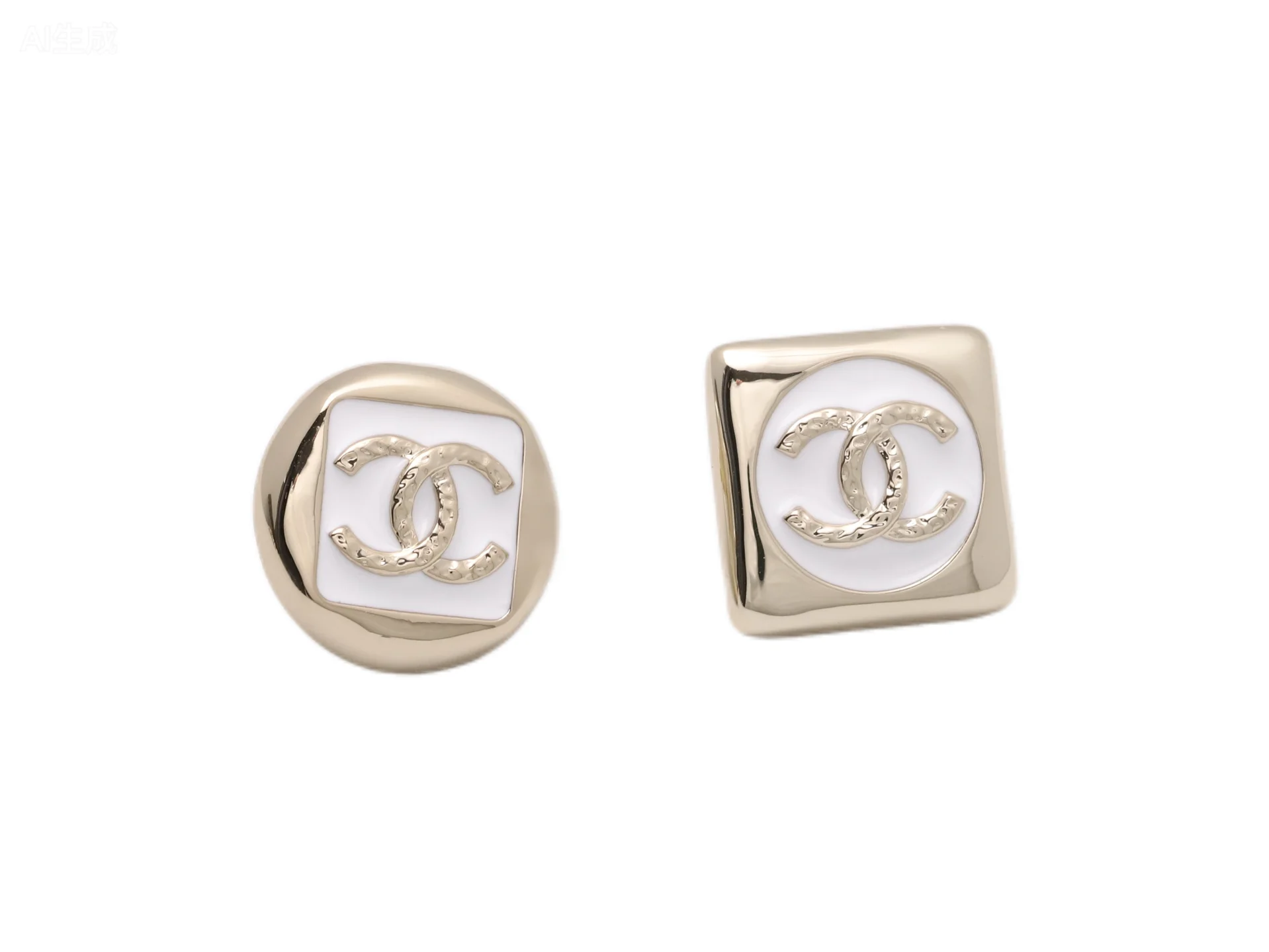 Asymmetric Enamel Double C Stud Earrings D14017192