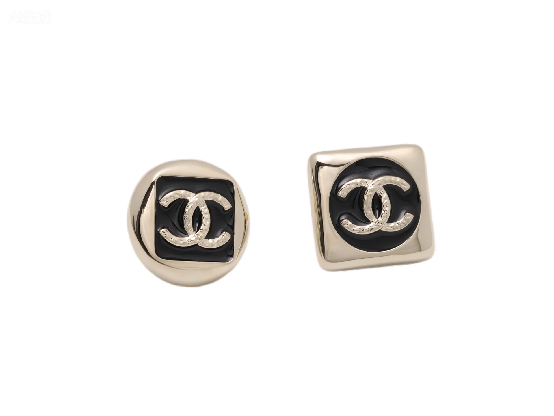 Asymmetric Enamel Double C Stud Earrings D14017191