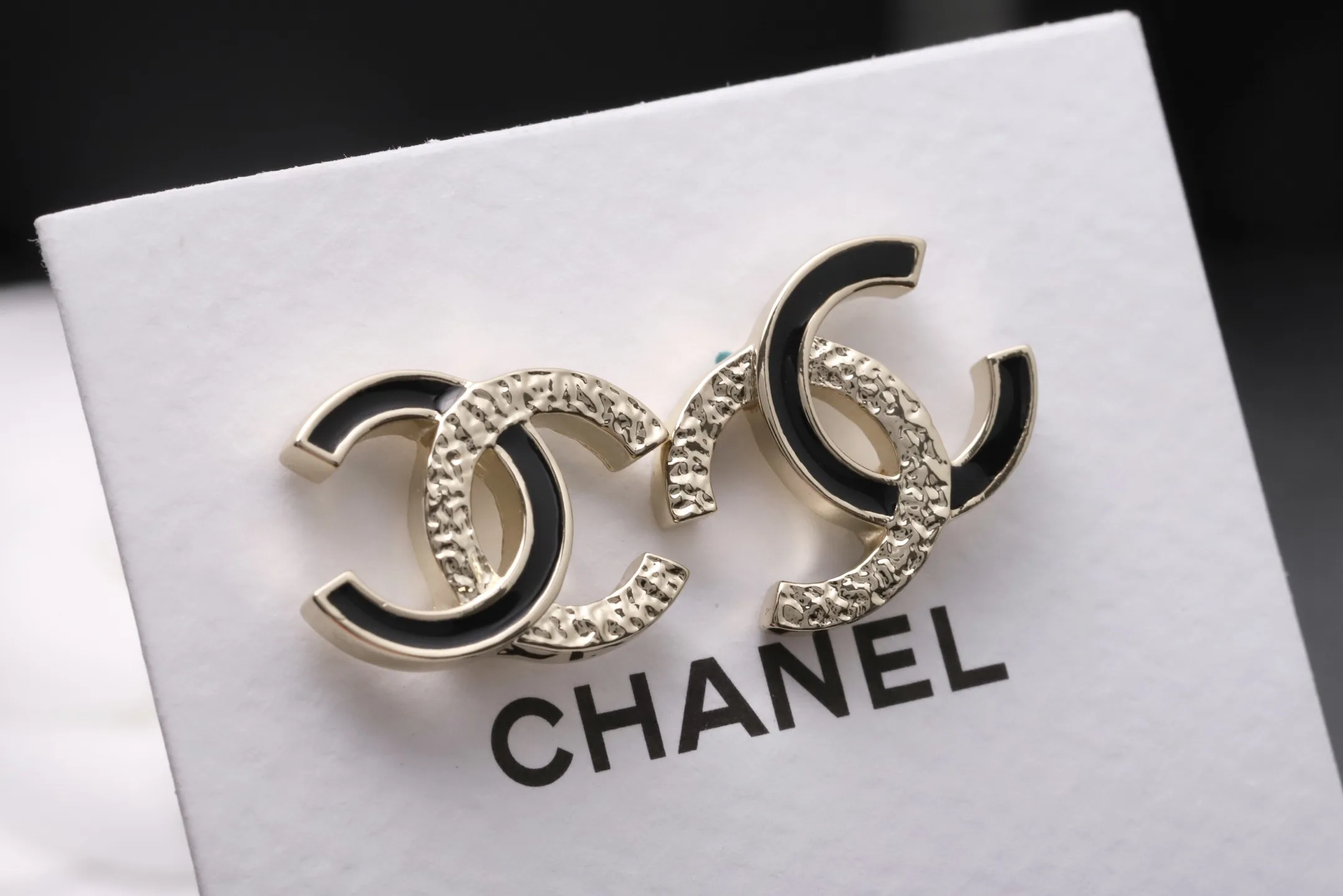Enamel and Textured Metal CC Stud Earrings D13517181 — view 4