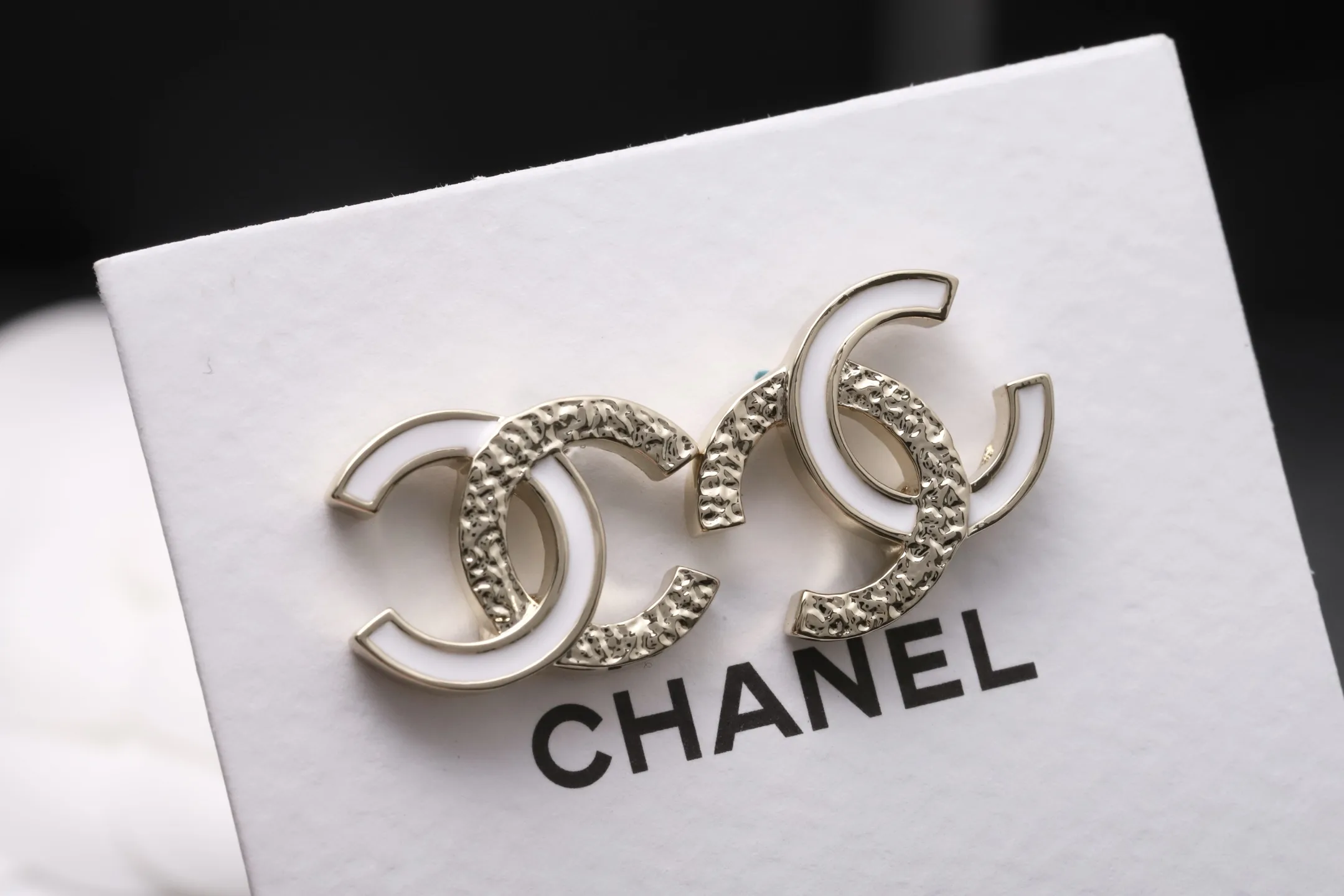 Enamel and Textured Metal CC Stud Earrings D13517181 — view 5