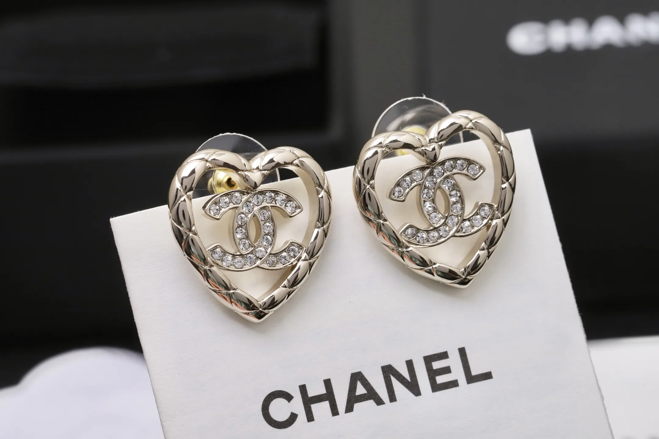 Crystal-Embellished Heart Stud Earrings D13517440 — view 3