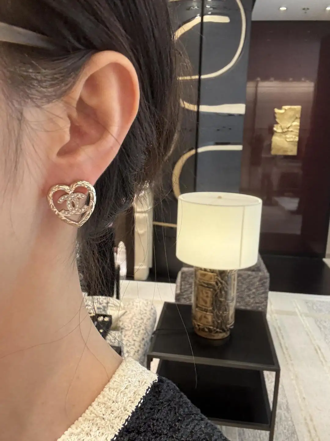 Crystal-Embellished Heart Stud Earrings D13517440 — view 7
