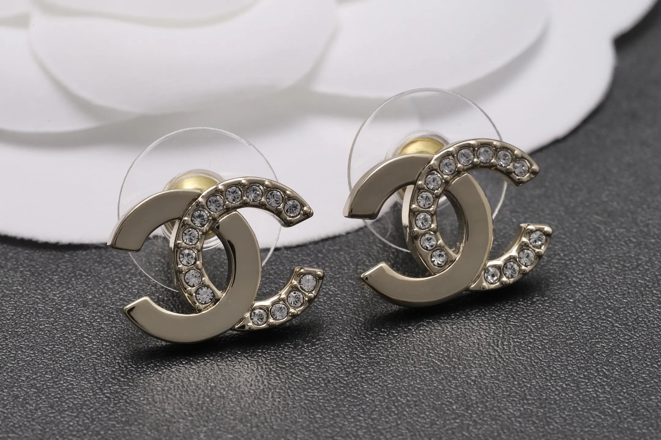 Crystal-Embellished Double C Stud Earrings D13517065 — view 3