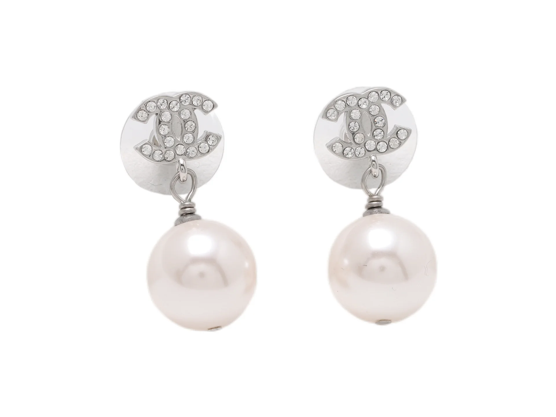 Double C Crystal and Pearl Drop Earrings D13517090