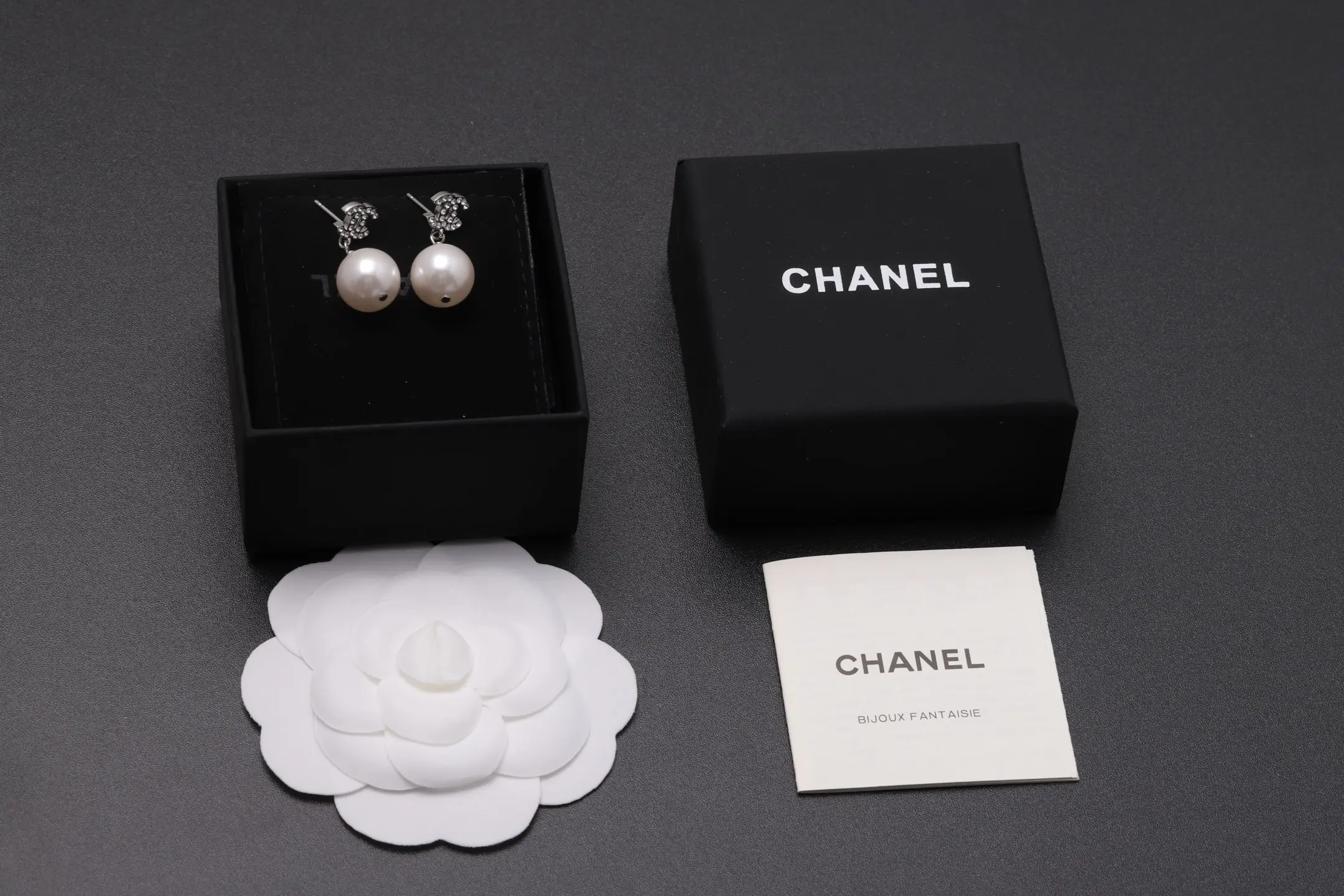 Double C Crystal and Pearl Drop Earrings D13517090 — view 2