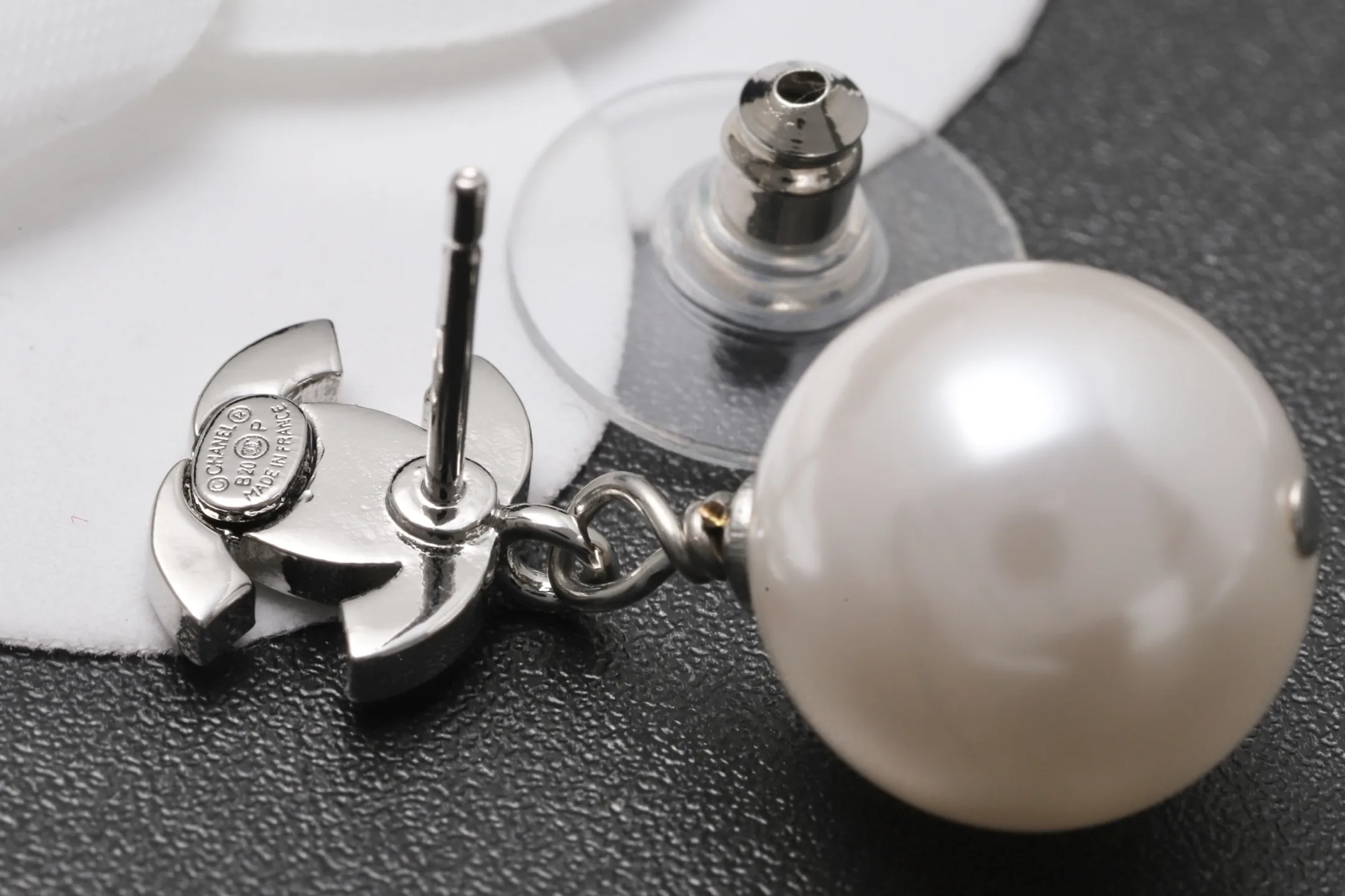 Double C Crystal and Pearl Drop Earrings D13517090 — view 7