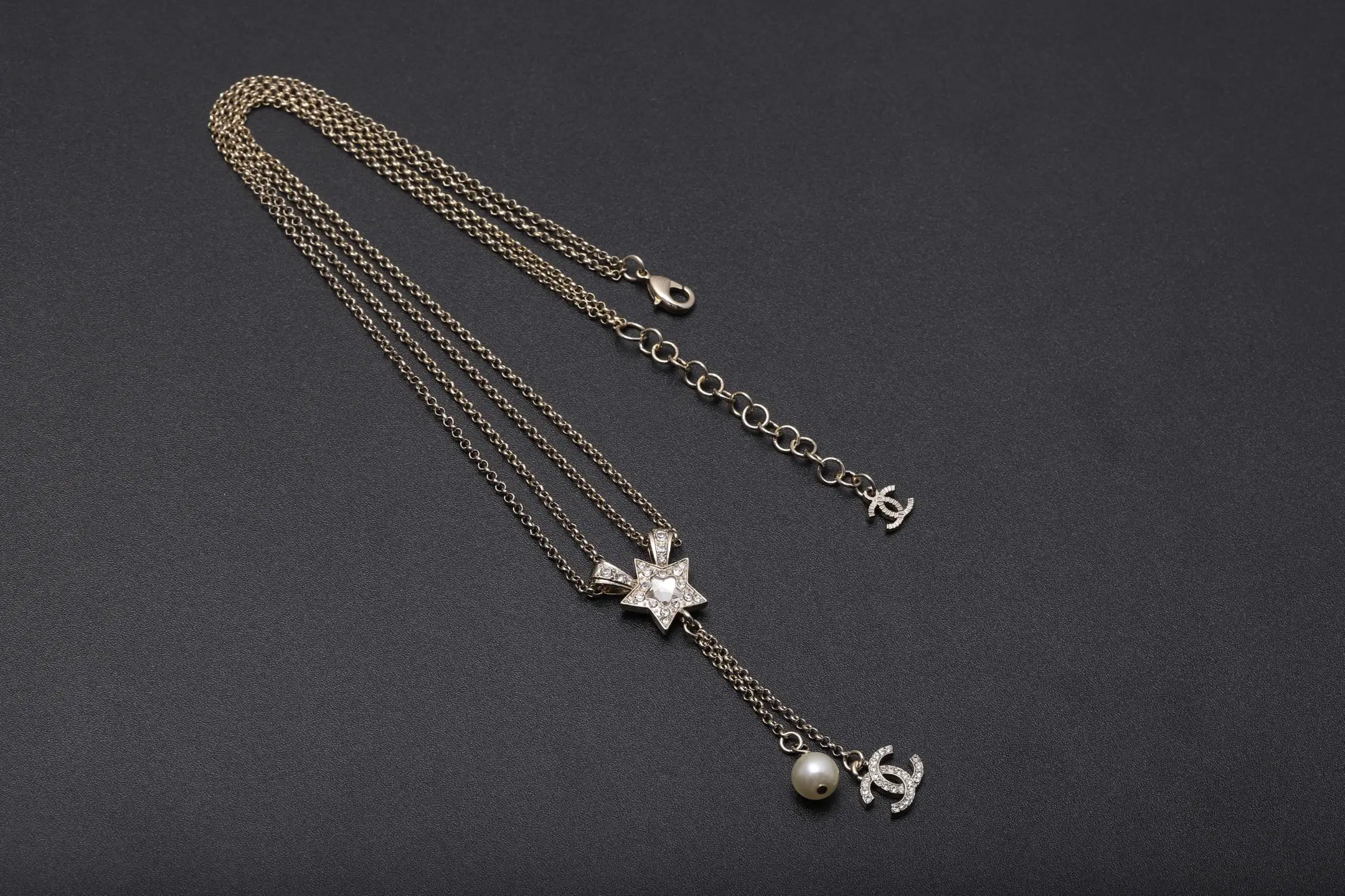 Double C Star and Faux Pearl Tassel Necklace D15016532 — view 2