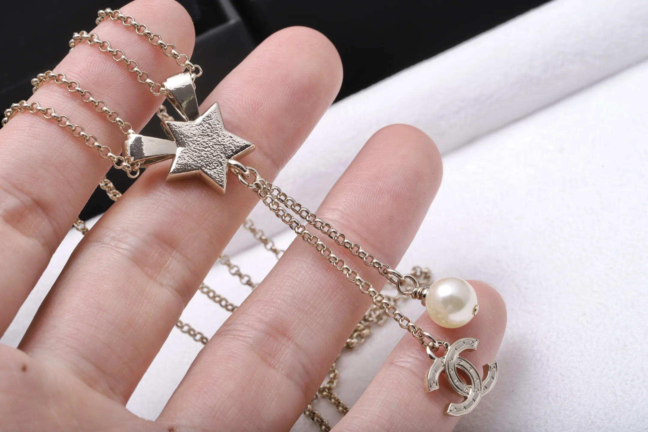 Double C Star and Faux Pearl Tassel Necklace D15016532 — view 5