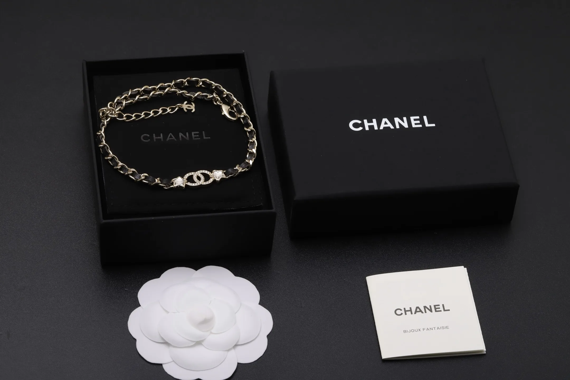 Interwoven Leather and Crystal Star Choker D15517327 — view 2