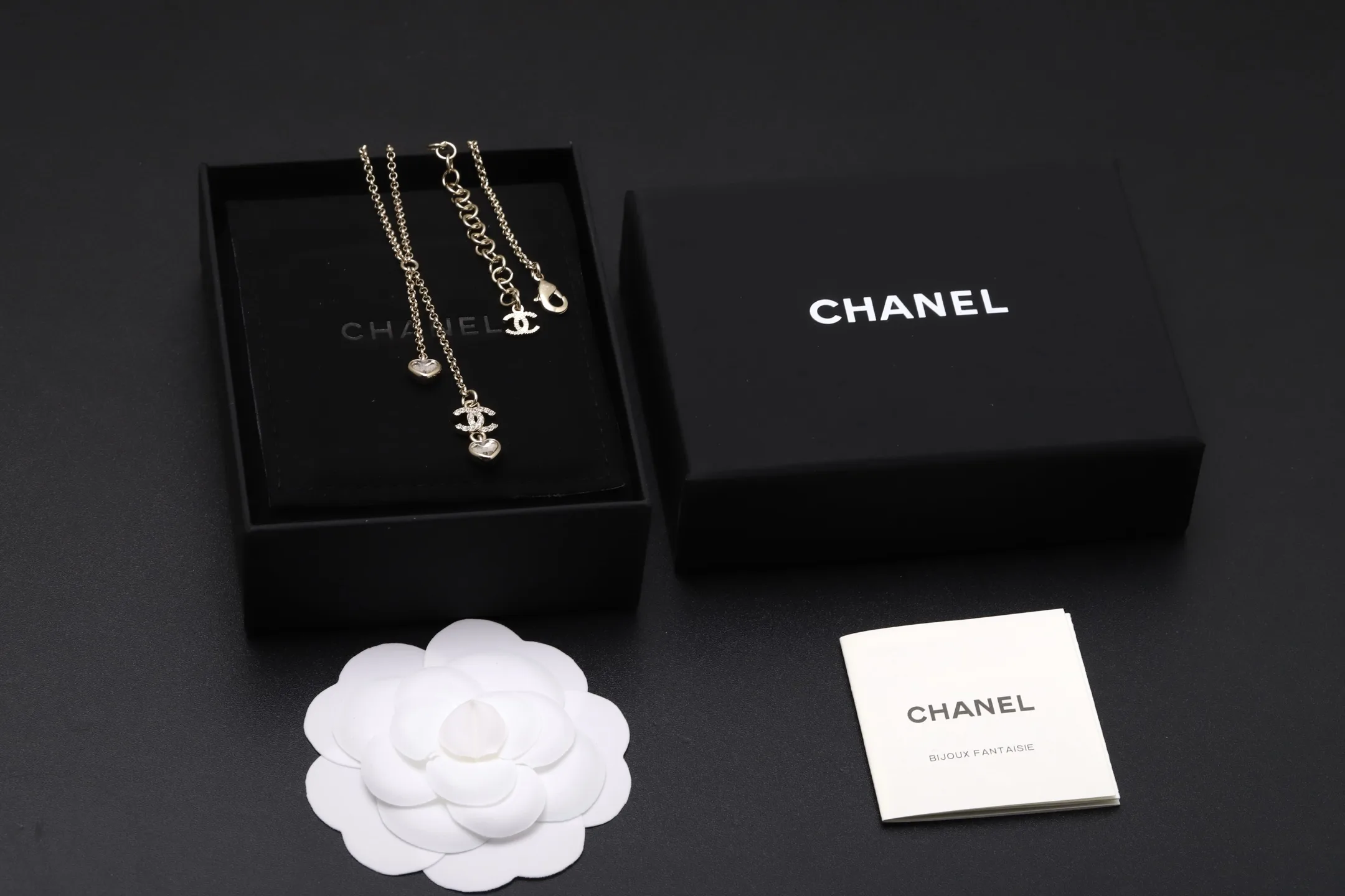 Heart Crystal and Double C Tassel Necklace D14017328 — view 2