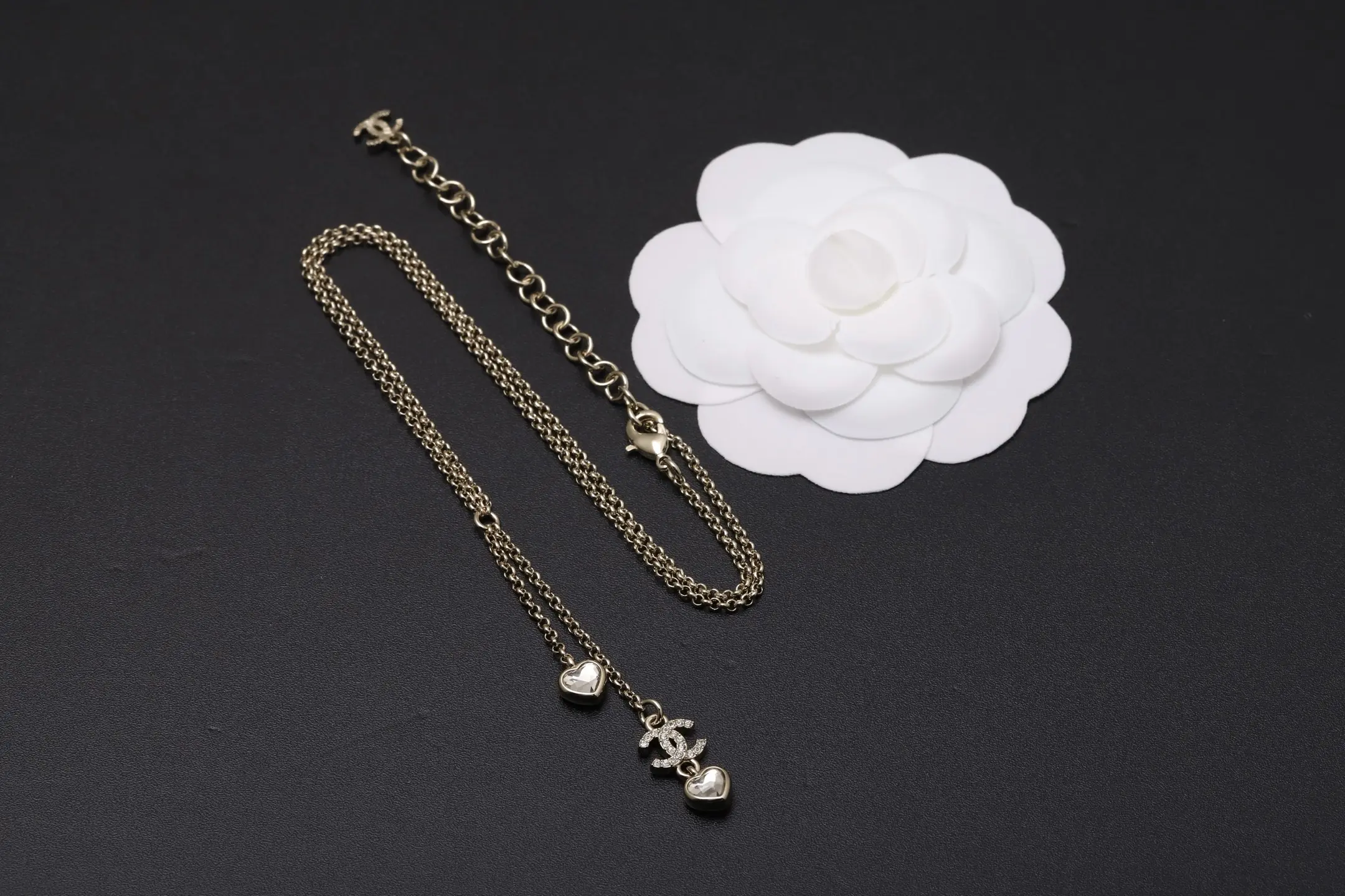 Heart Crystal and Double C Tassel Necklace D14017328 — view 6