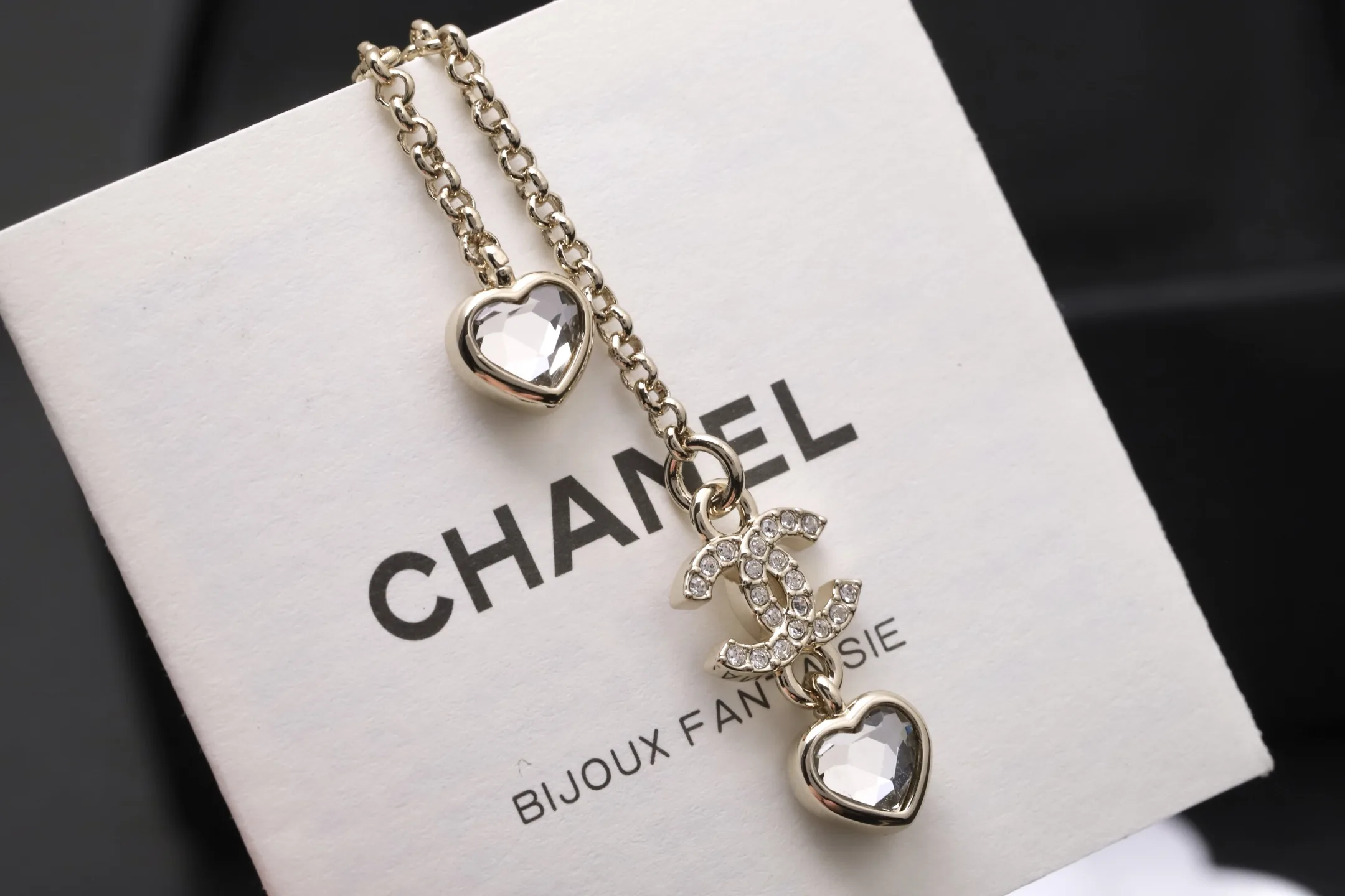 Heart Crystal and Double C Tassel Necklace D14017328 — view 7