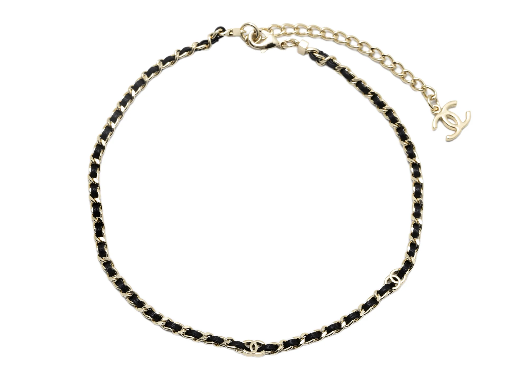 Leather-Intertwined CC Choker Necklace D14517023