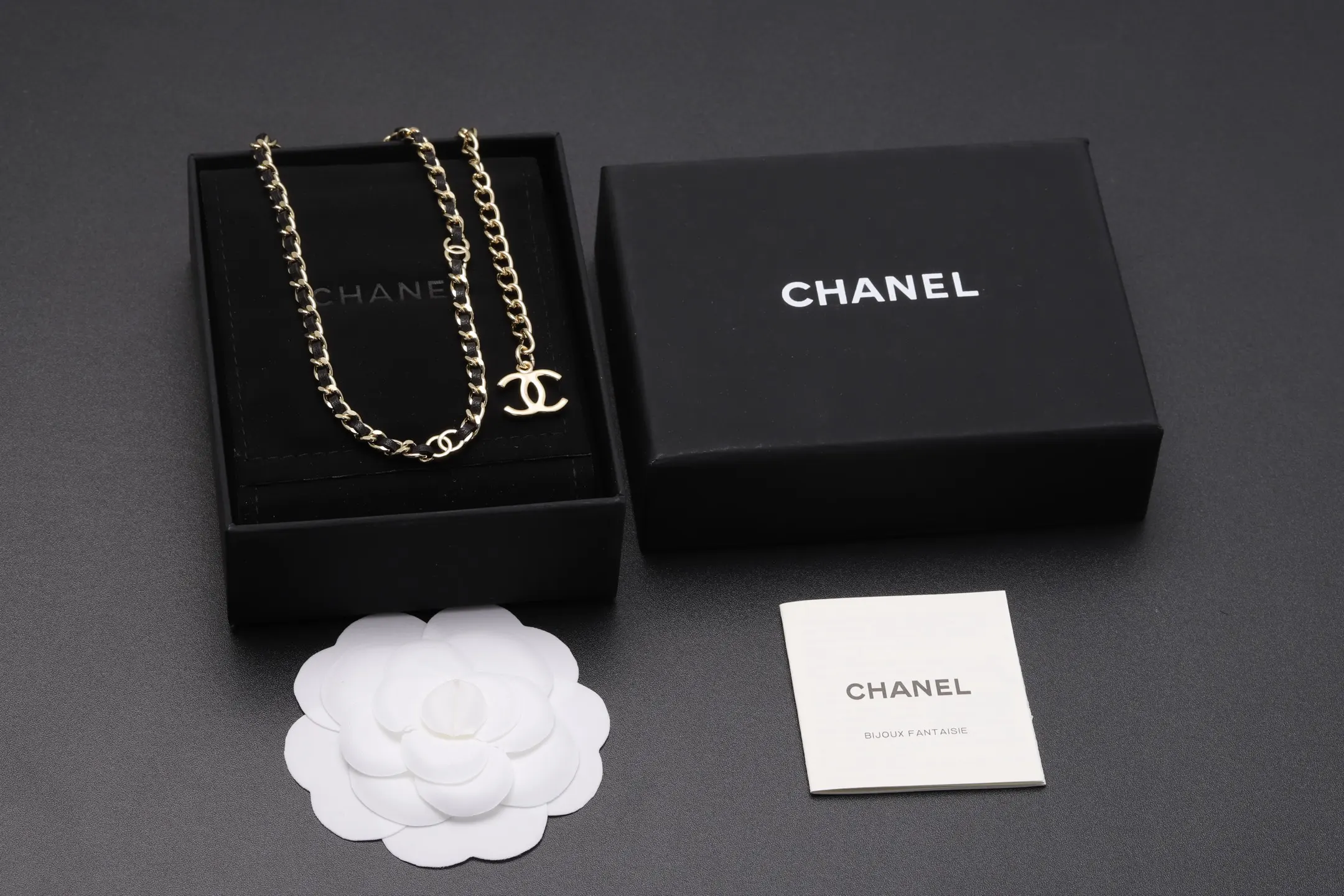 Leather-Intertwined CC Choker Necklace D14517023 — view 2
