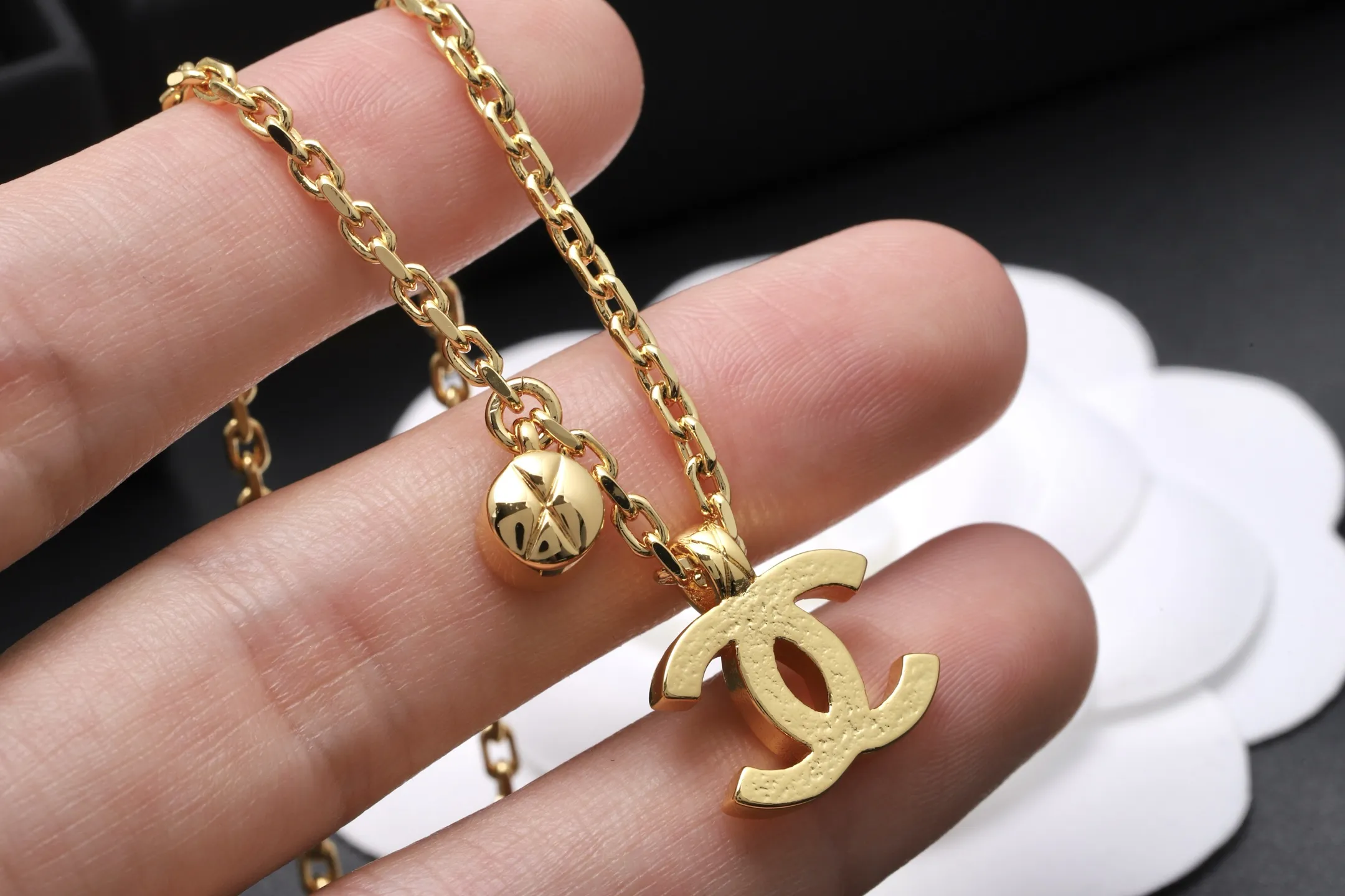 Quilted Double C Pendant Necklace with Crystal D14017058 — view 5