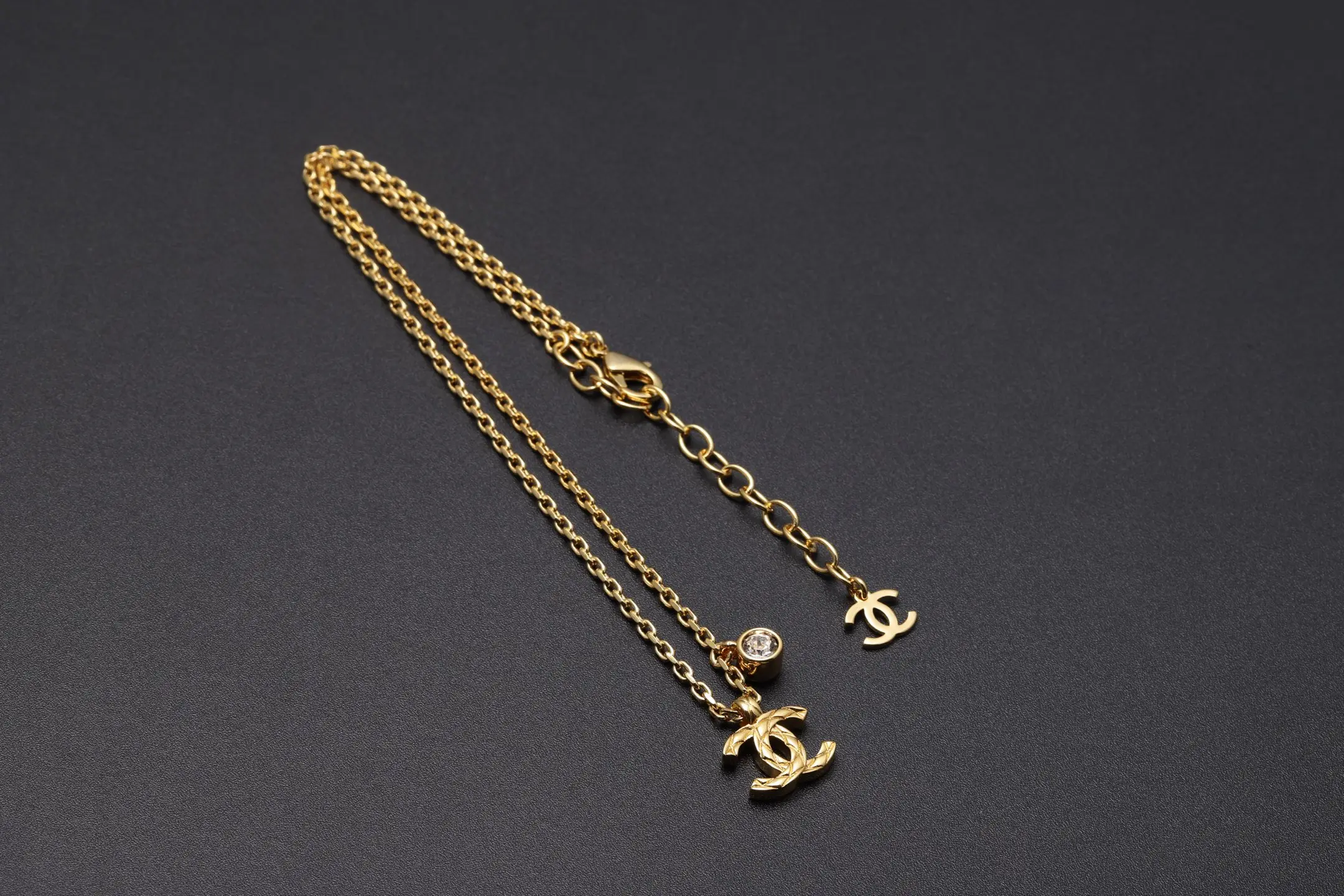 Quilted Double C Pendant Necklace with Crystal D14017058 — view 7