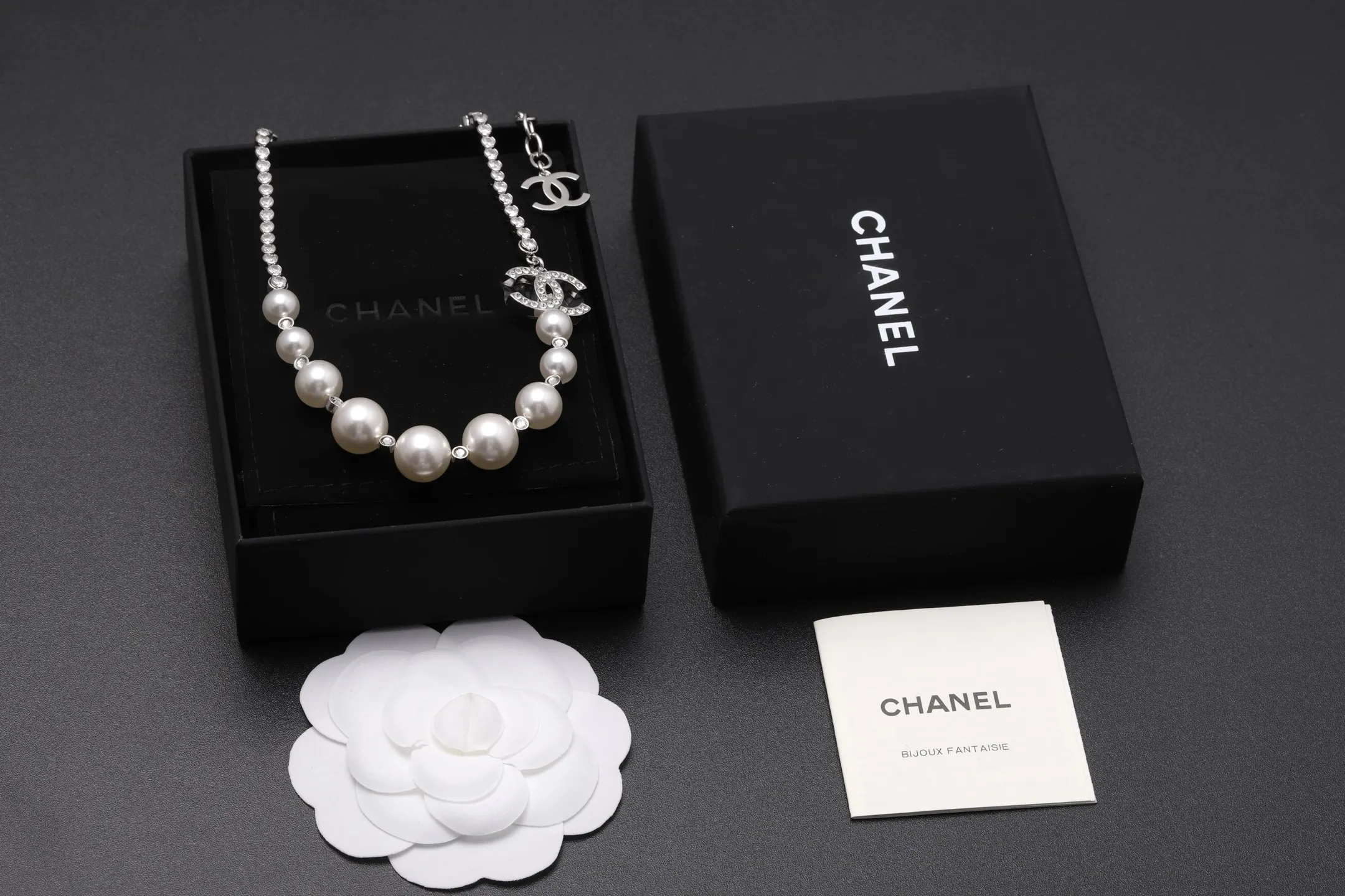 Double C Crystal and Pearl Mixed Chain Necklace D16517088 — view 2