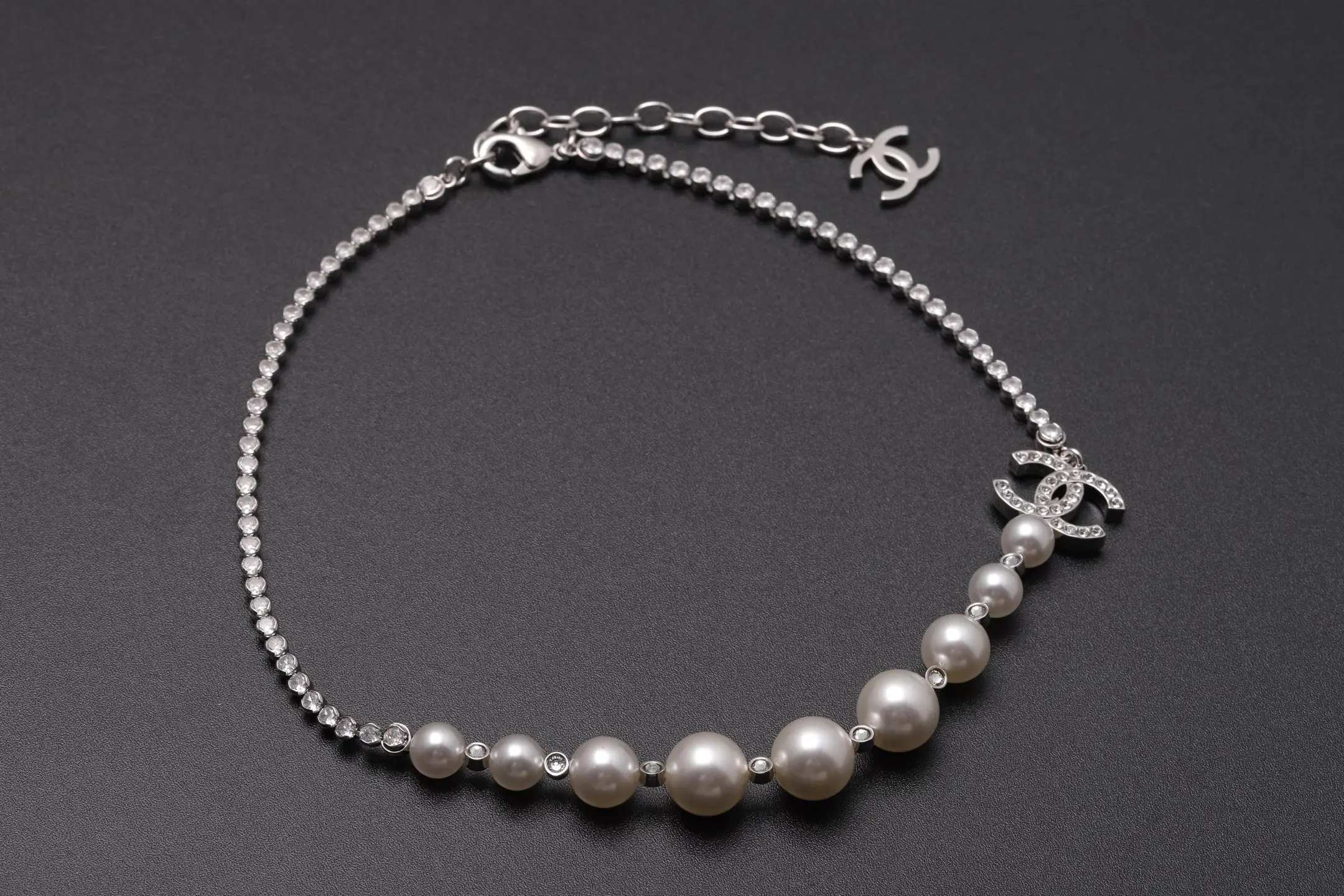 Double C Crystal and Pearl Mixed Chain Necklace D16517088 — view 4