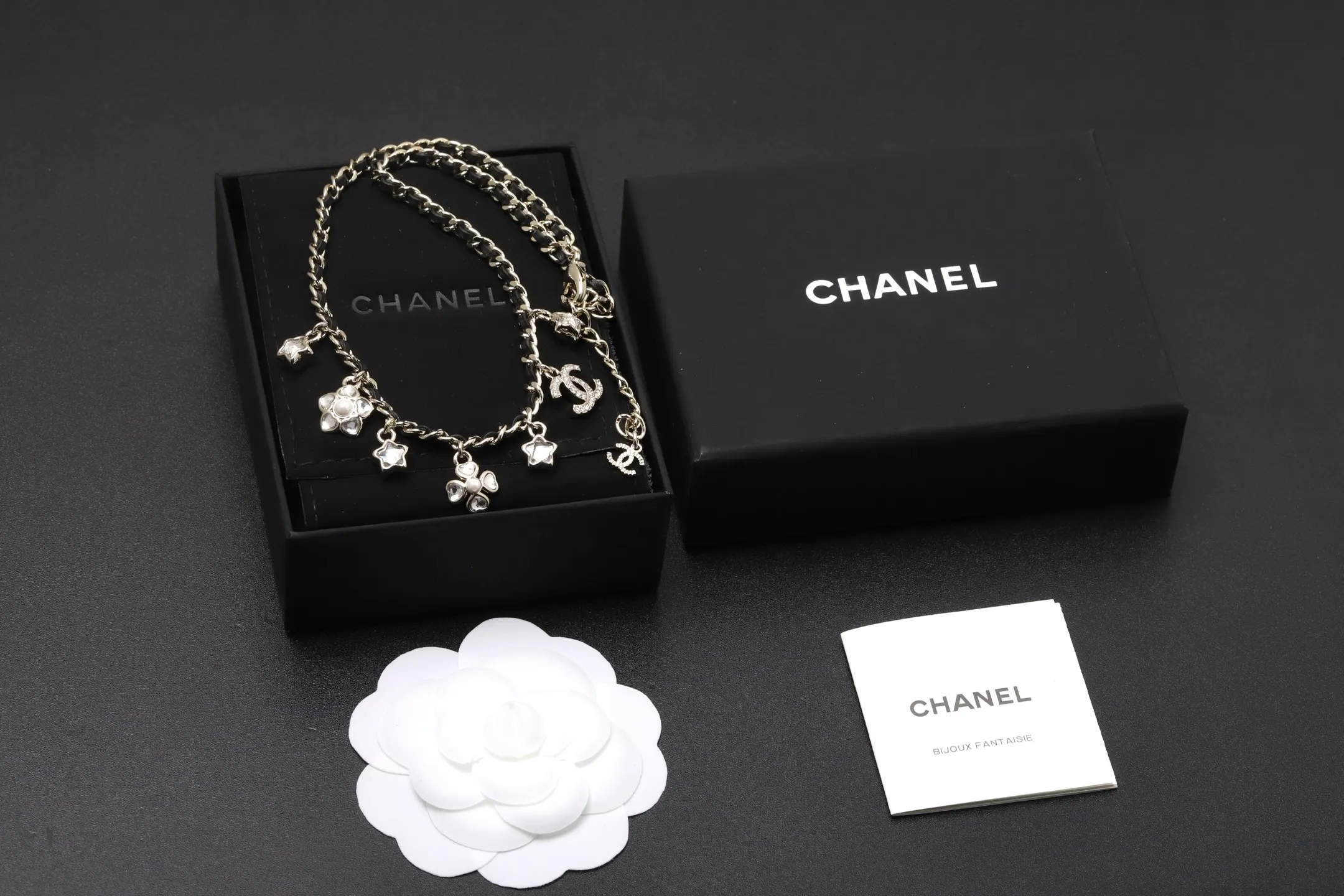 Crystal and Lambskin Charm Choker Necklace D17517311