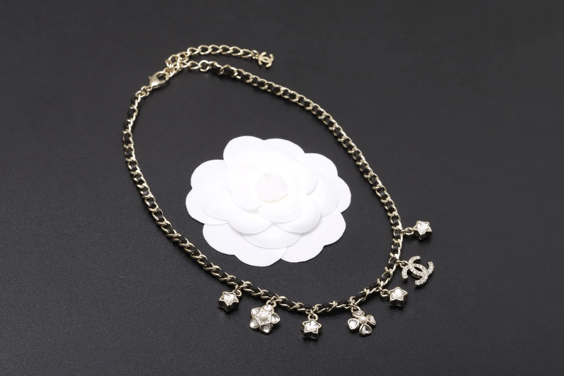 Crystal and Lambskin Charm Choker Necklace D17517311 — view 2