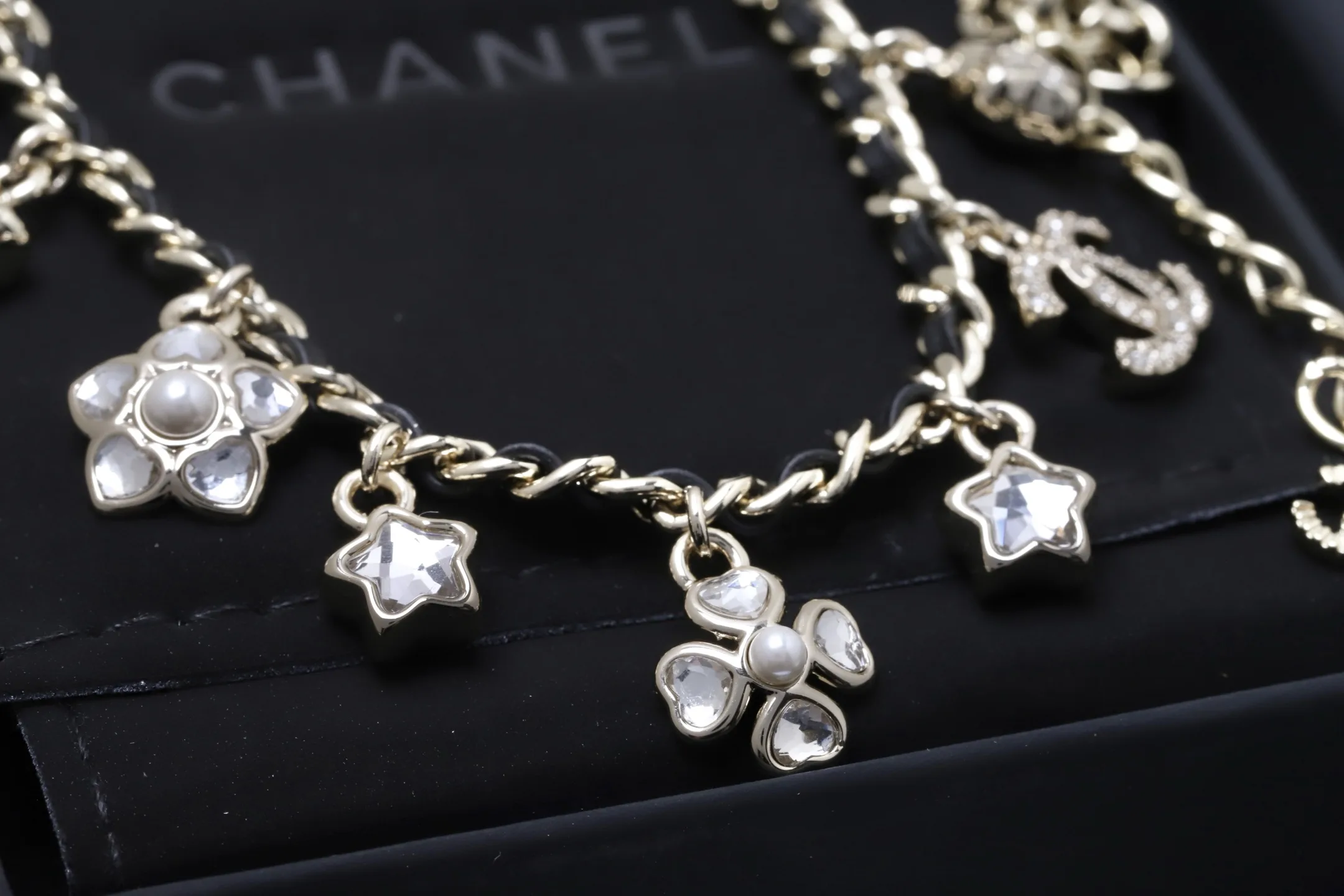 Crystal and Lambskin Charm Choker Necklace D17517311 — view 3