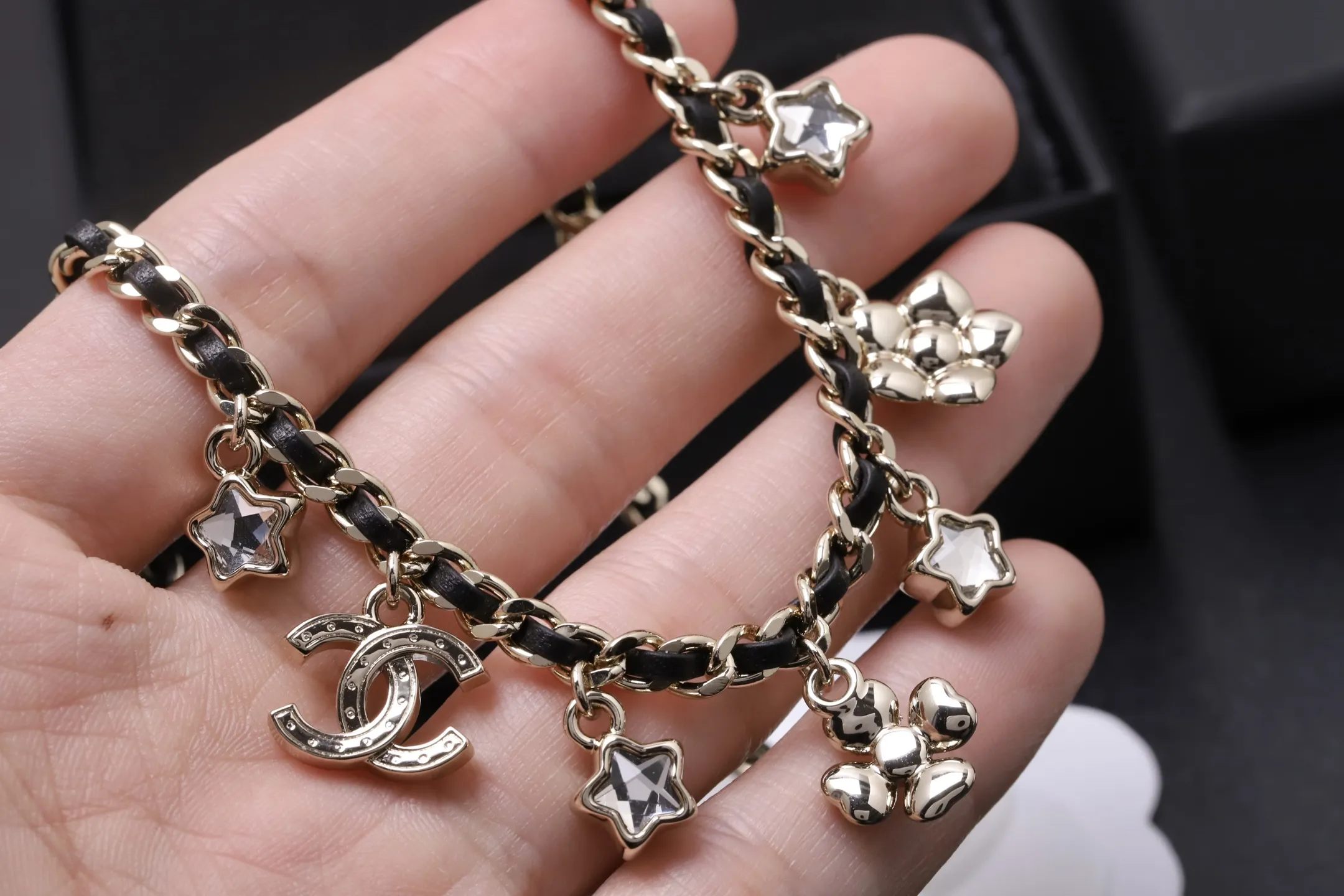 Crystal and Lambskin Charm Choker Necklace D17517311 — view 5
