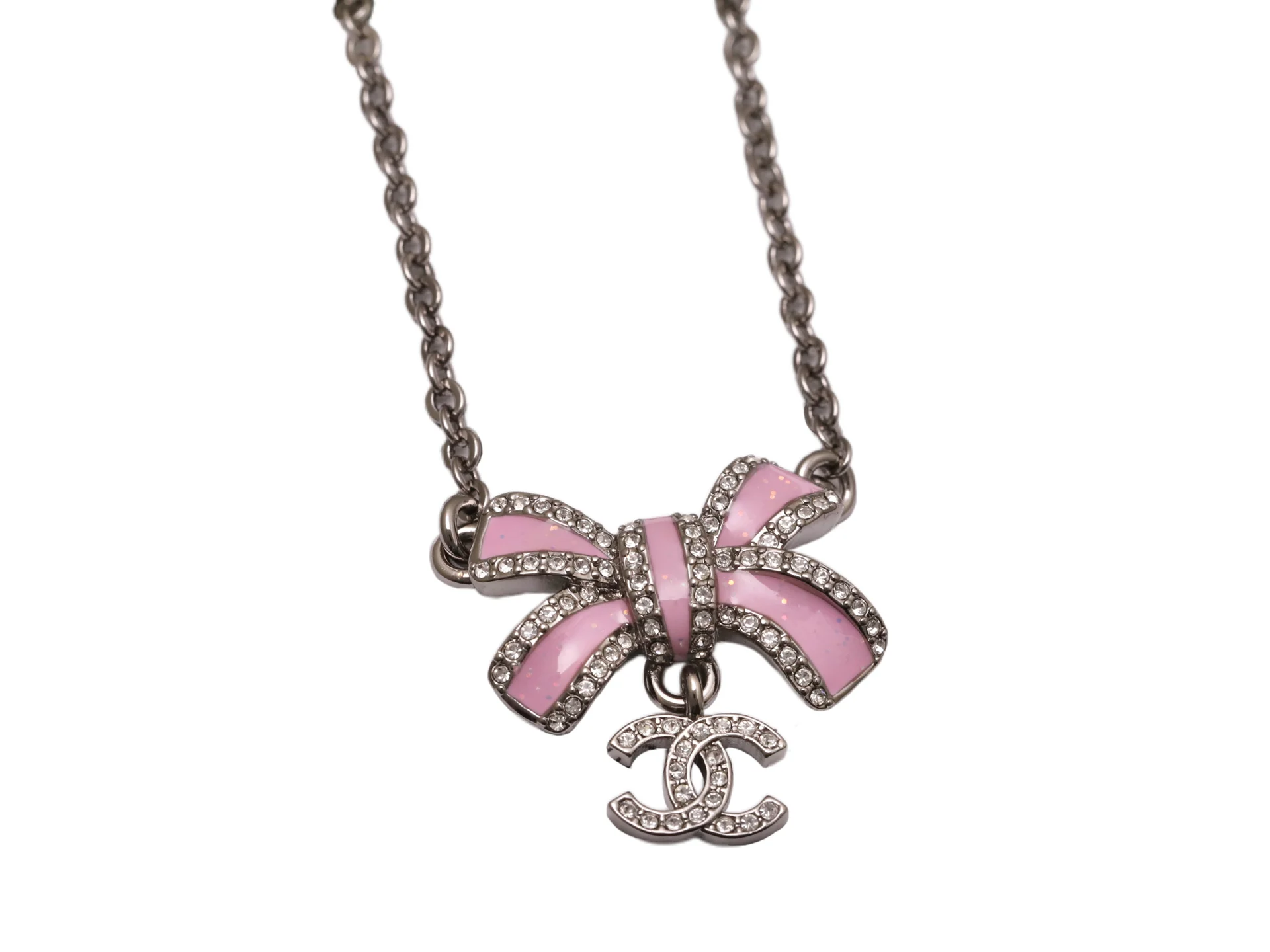Bow and Interlocking CC Pendant Necklace D15517306