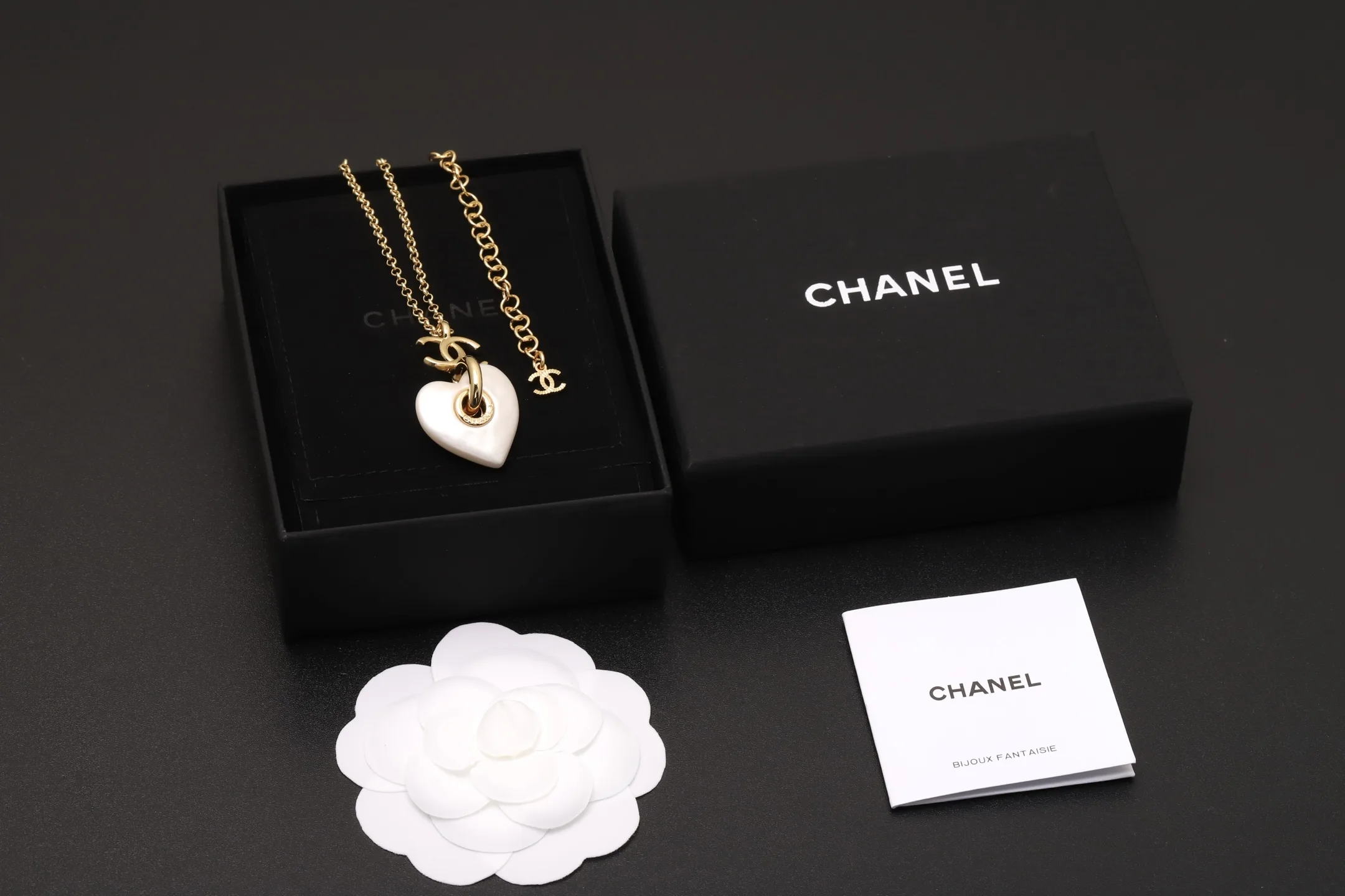 CC Heart Pendant Necklace (Gold-Plated Brass) D15017532 — view 2
