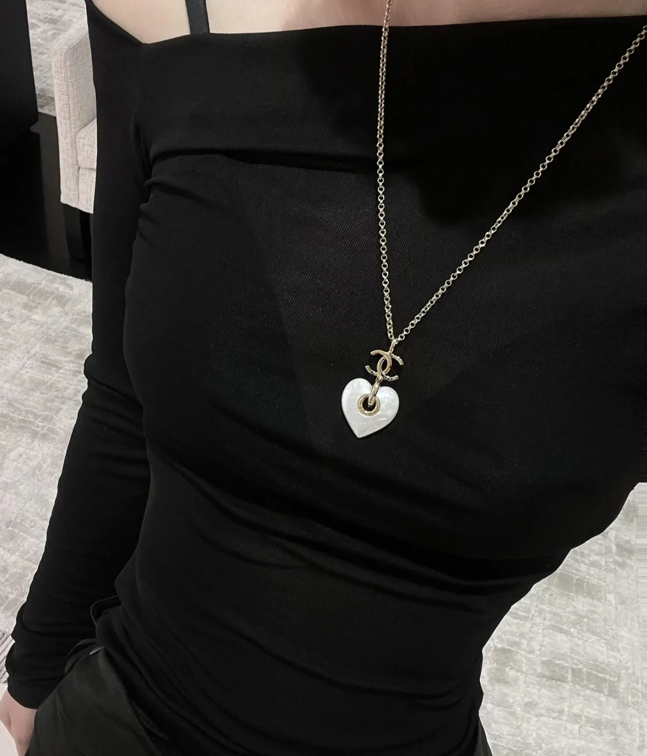 CC Heart Pendant Necklace (Gold-Plated Brass) D15017532 — view 8