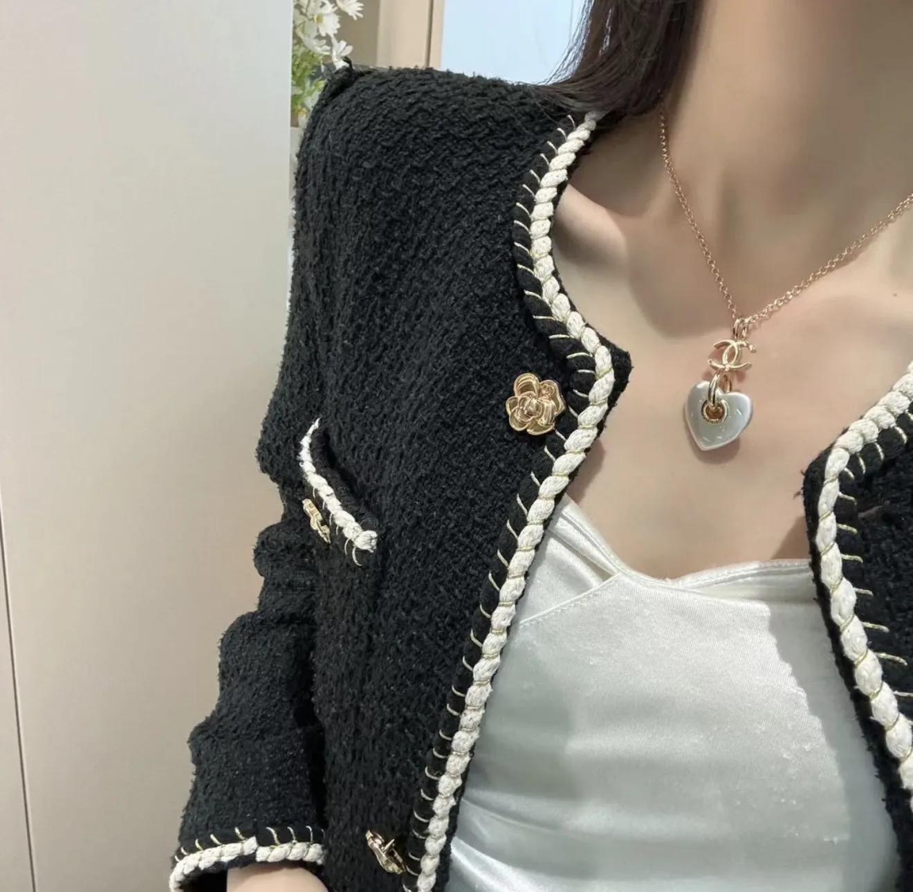 CC Heart Pendant Necklace (Gold-Plated Brass) D15017532 — view 9