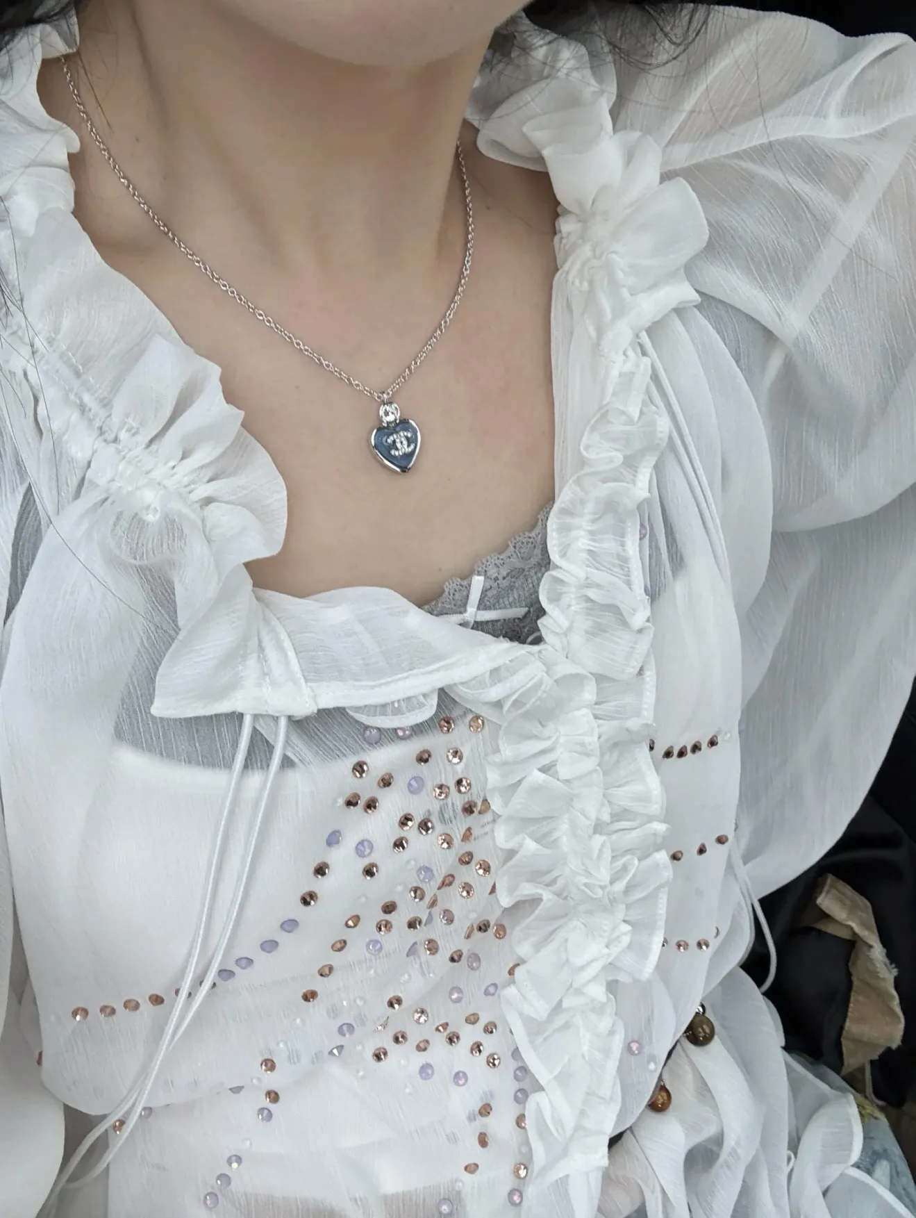 Glitter Resin Heart Pendant Necklace D14517300 — view 9