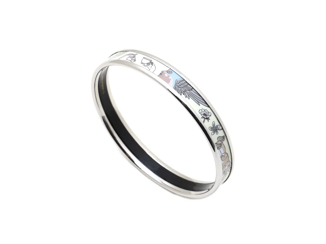 Tea for Two Rabbit Enamel Bangle (Gold-Plated Brass) D19517050 — view 2