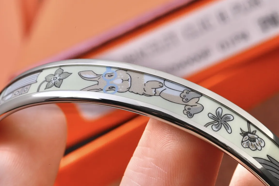 Tea for Two Rabbit Enamel Bangle (Gold-Plated Brass) D19517050 — view 5