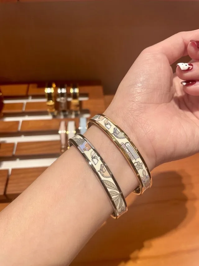 Tea for Two Rabbit Enamel Bangle (Gold-Plated Brass) D19517050 — view 8