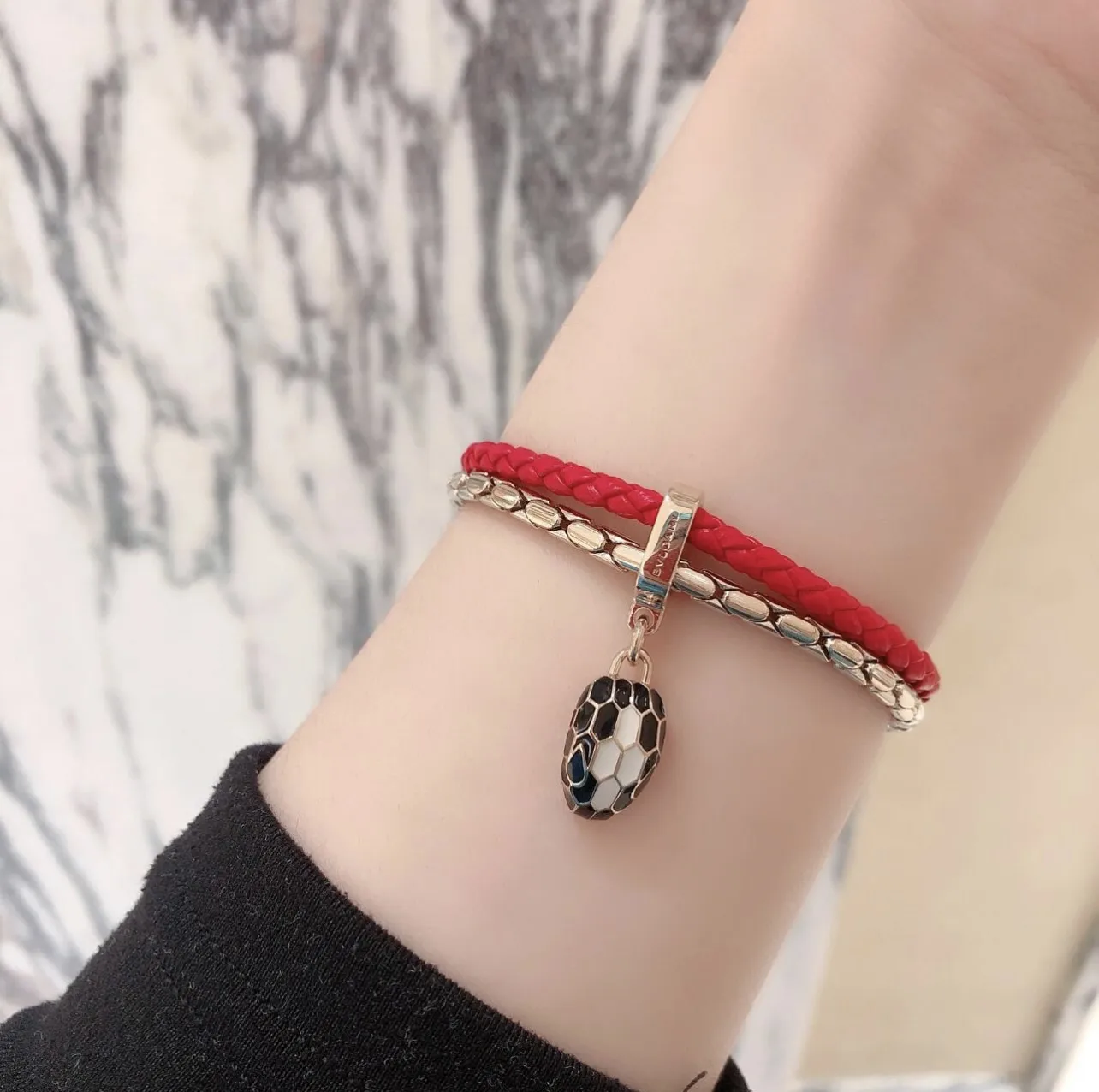 Serpenti Forever Braided Leather Double Bracelet D19517692 — view 9
