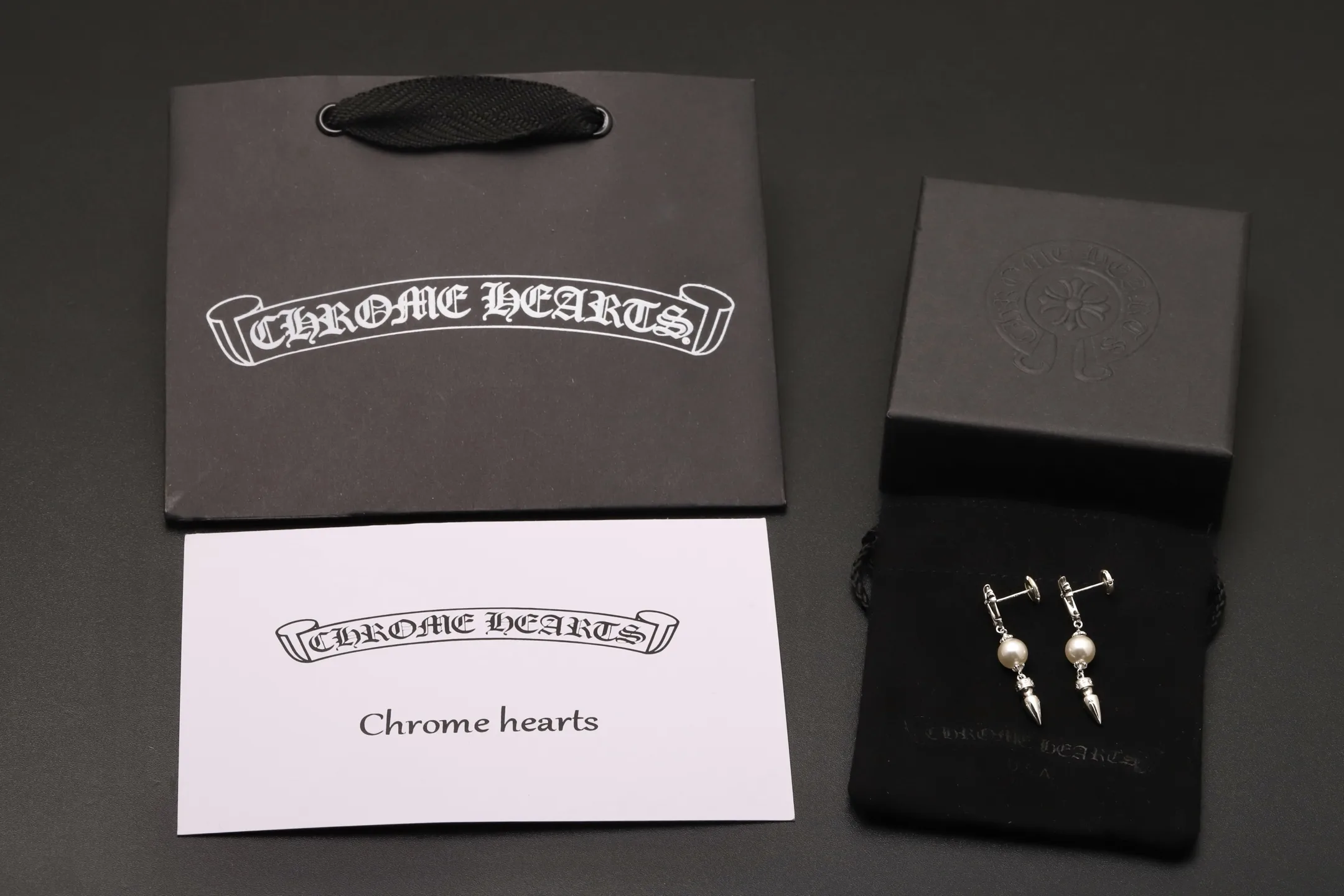 Chrome Hearts x Mikimoto Pearl Cross Drop Earrings D26017334 — view 2