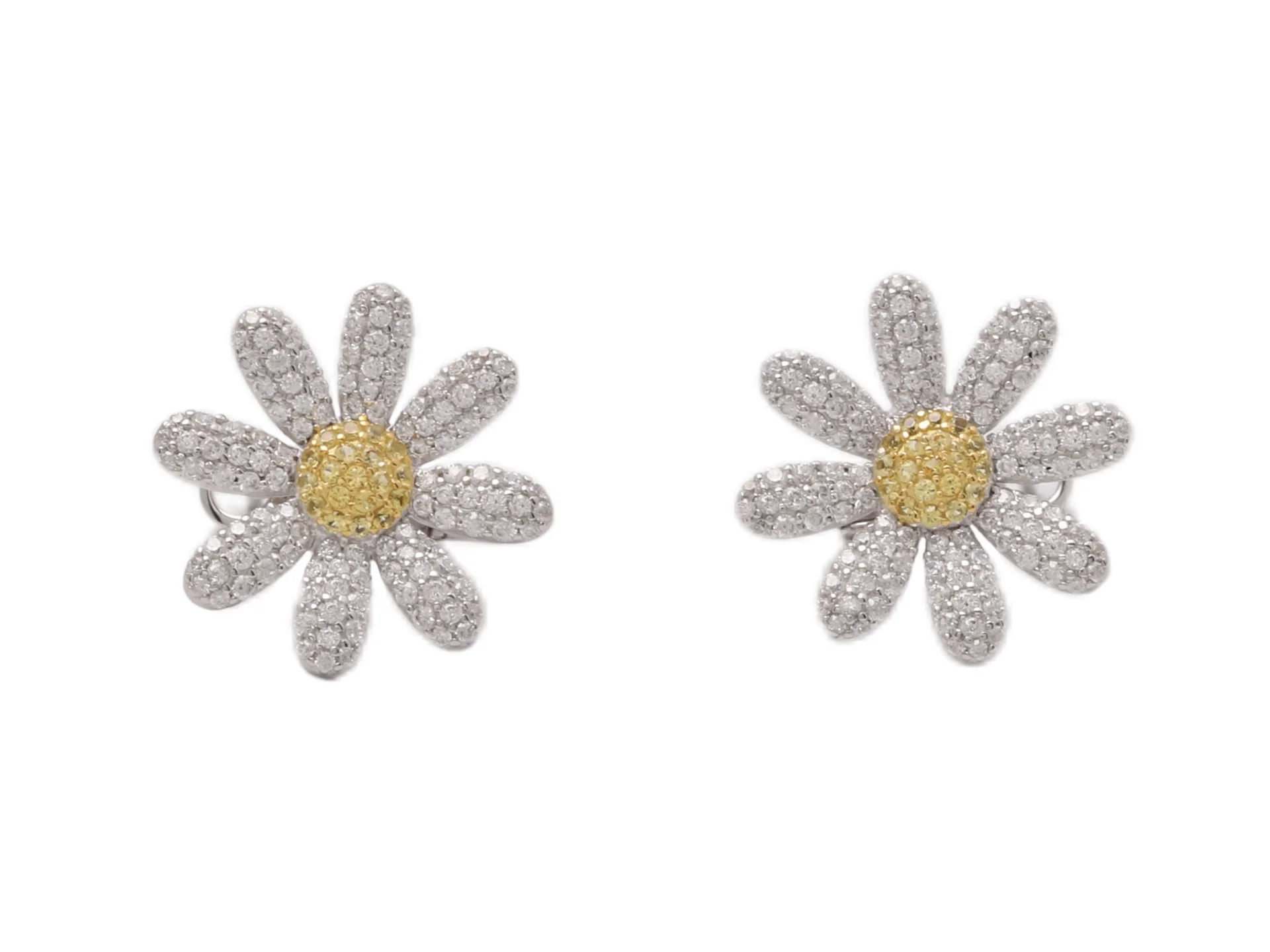 Daisy Pave Clip-On Earrings (Sterling Silver) D29017266
