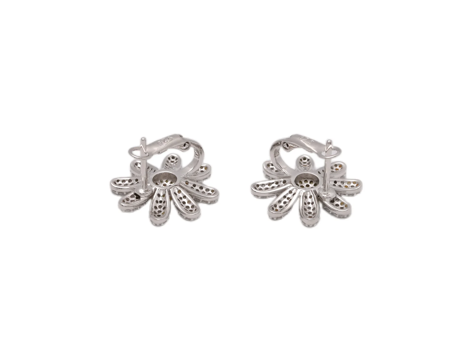 Daisy Pave Clip-On Earrings (Sterling Silver) D29017266 — view 3