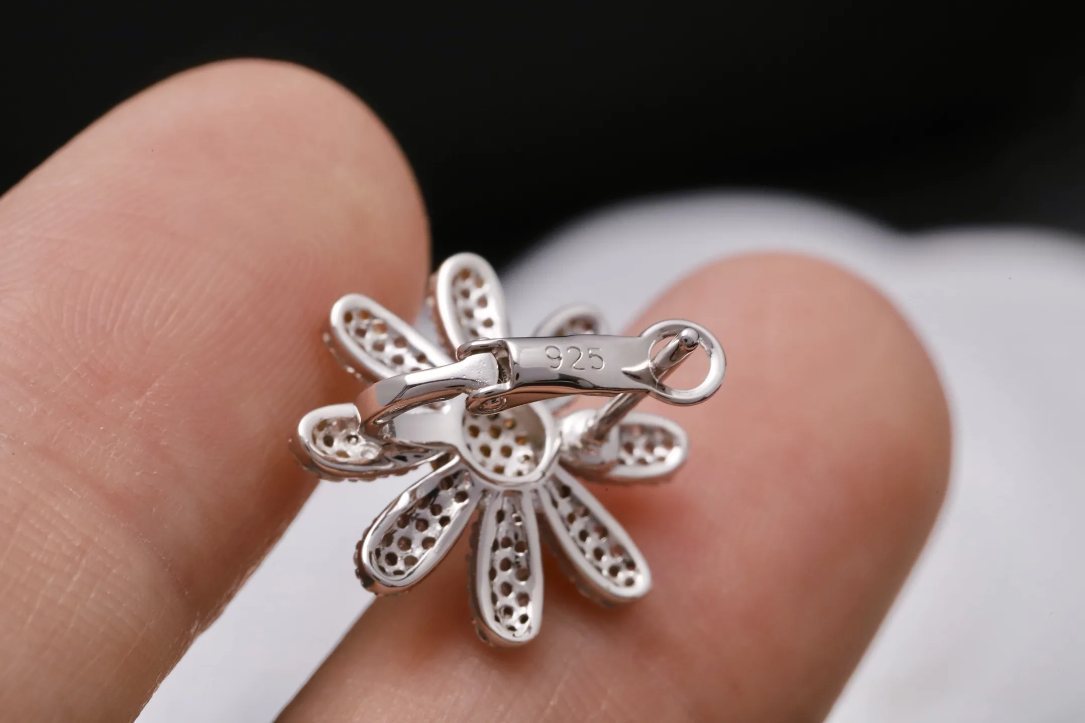 Daisy Pave Clip-On Earrings (Sterling Silver) D29017266 — view 6