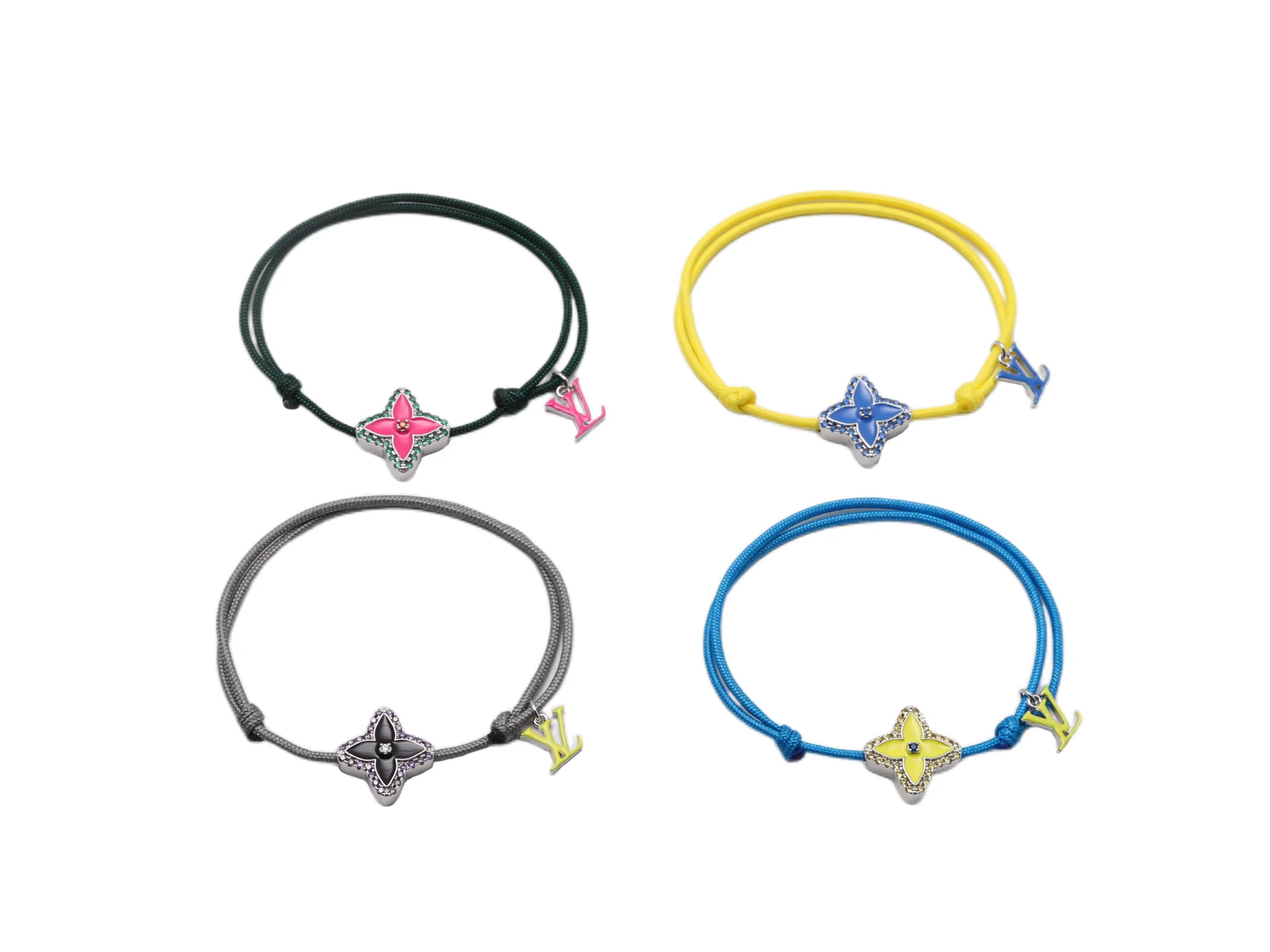 Monogram Flower Cord Bracelet with Crystals D14016975