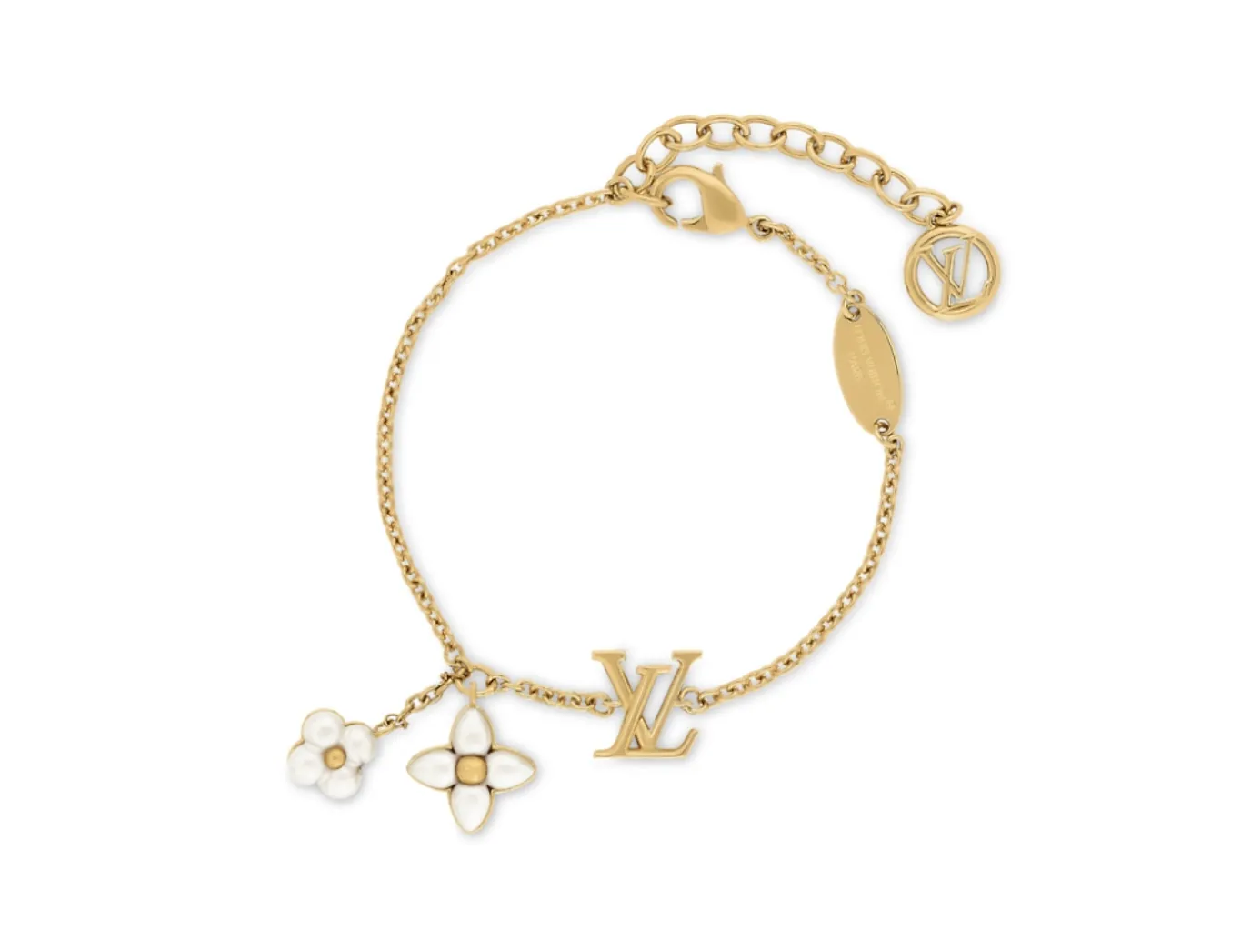 Monogram Flower and LV Logo Pearl Bracelet D14017271