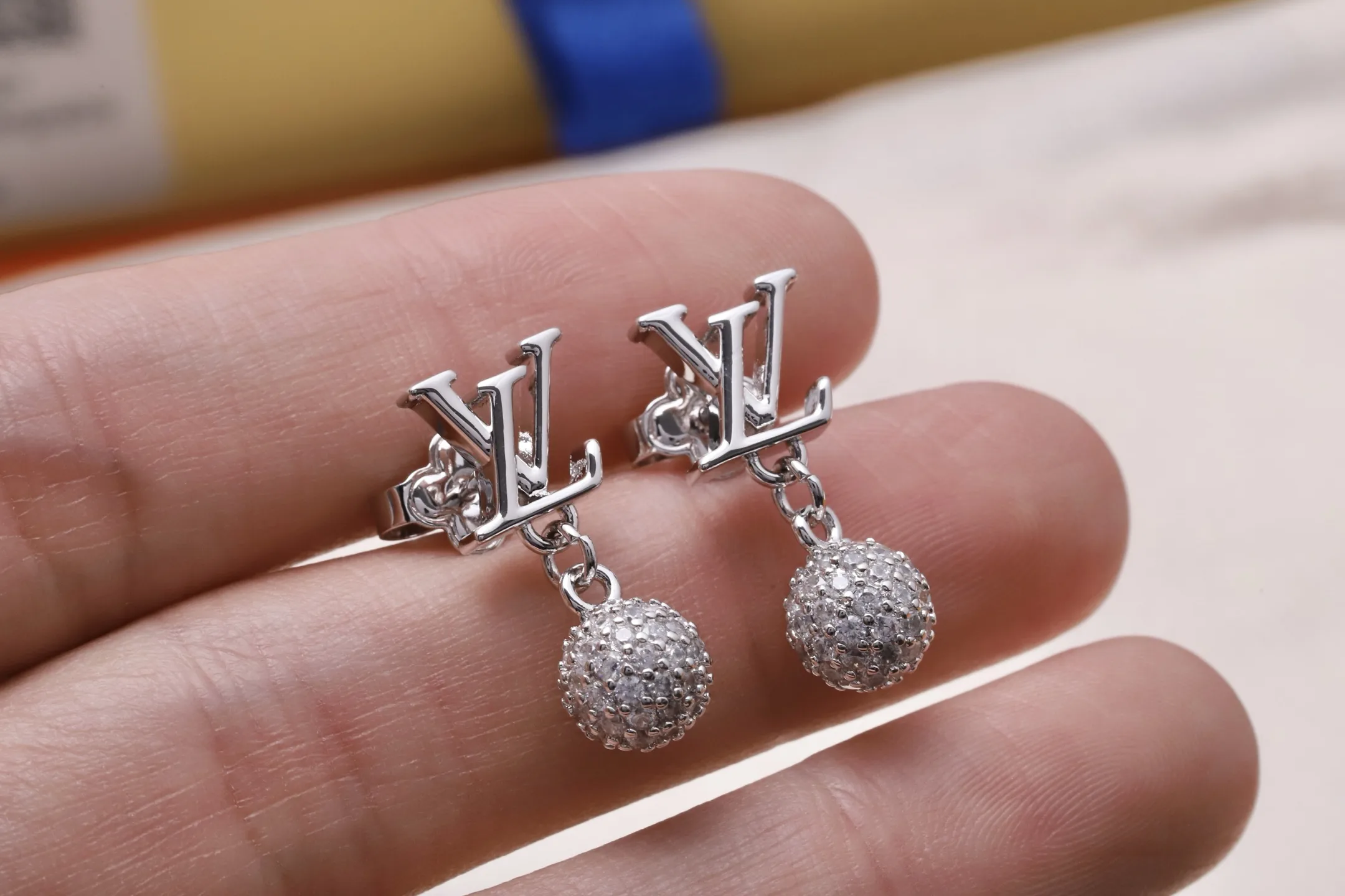 LV Logo Crystal Orb Drop Earrings D14017193 — view 6