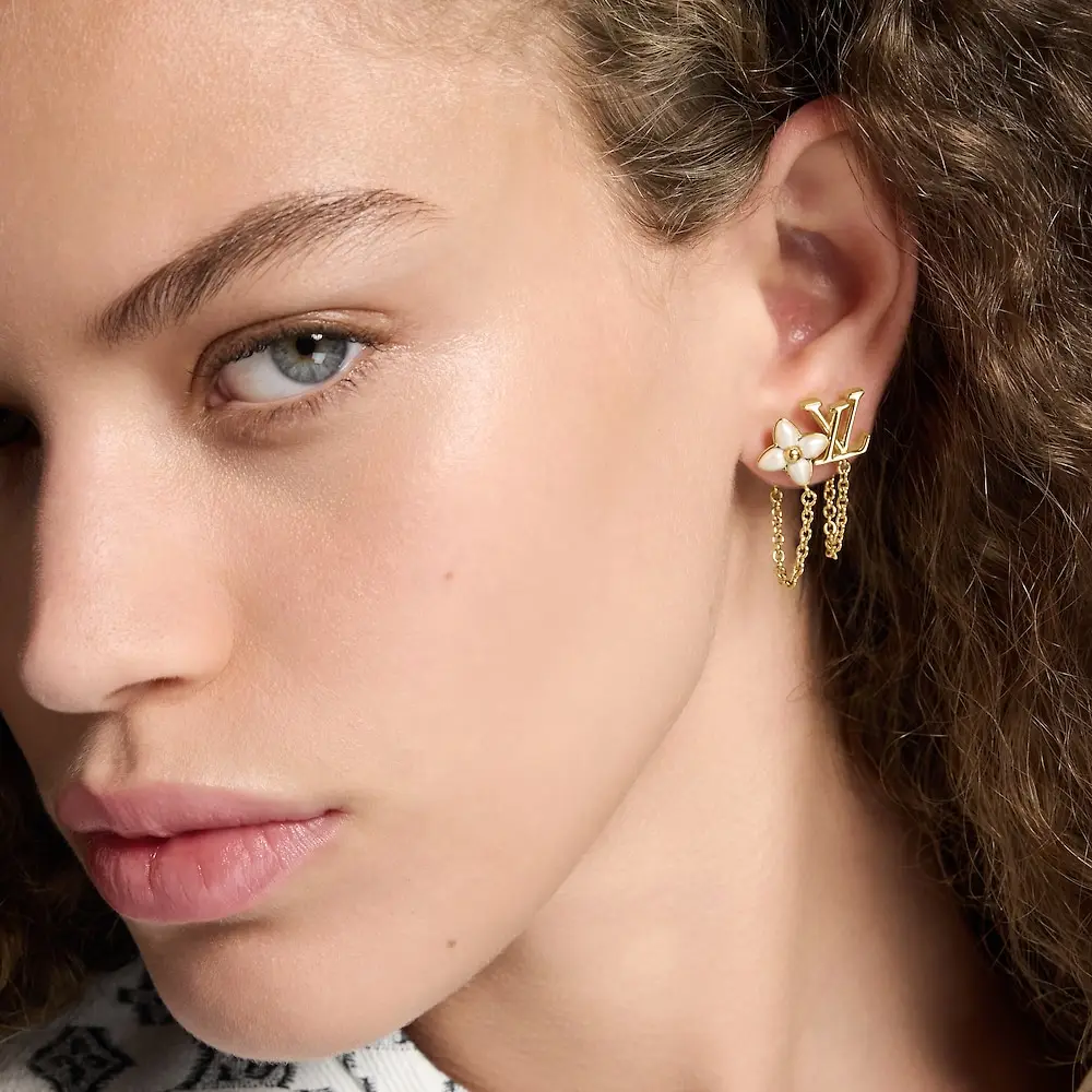 Monogram Flower and LV Logo Chain Earring Set D14017270 — view 8