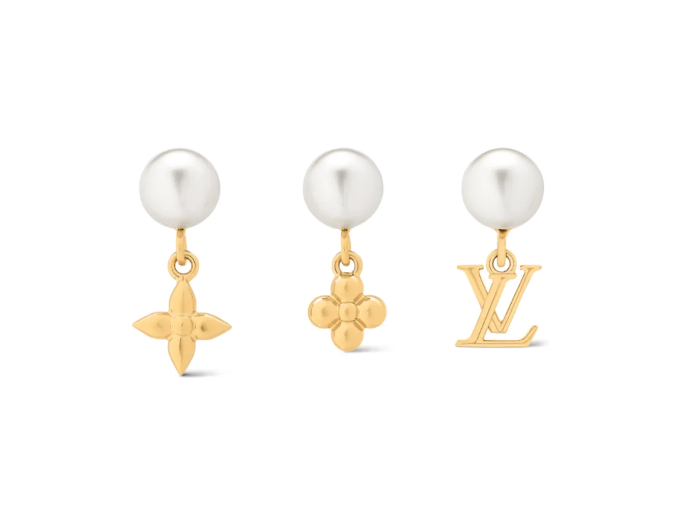 Monogram Flower and LV Initial Pearl Earring Set D13517365