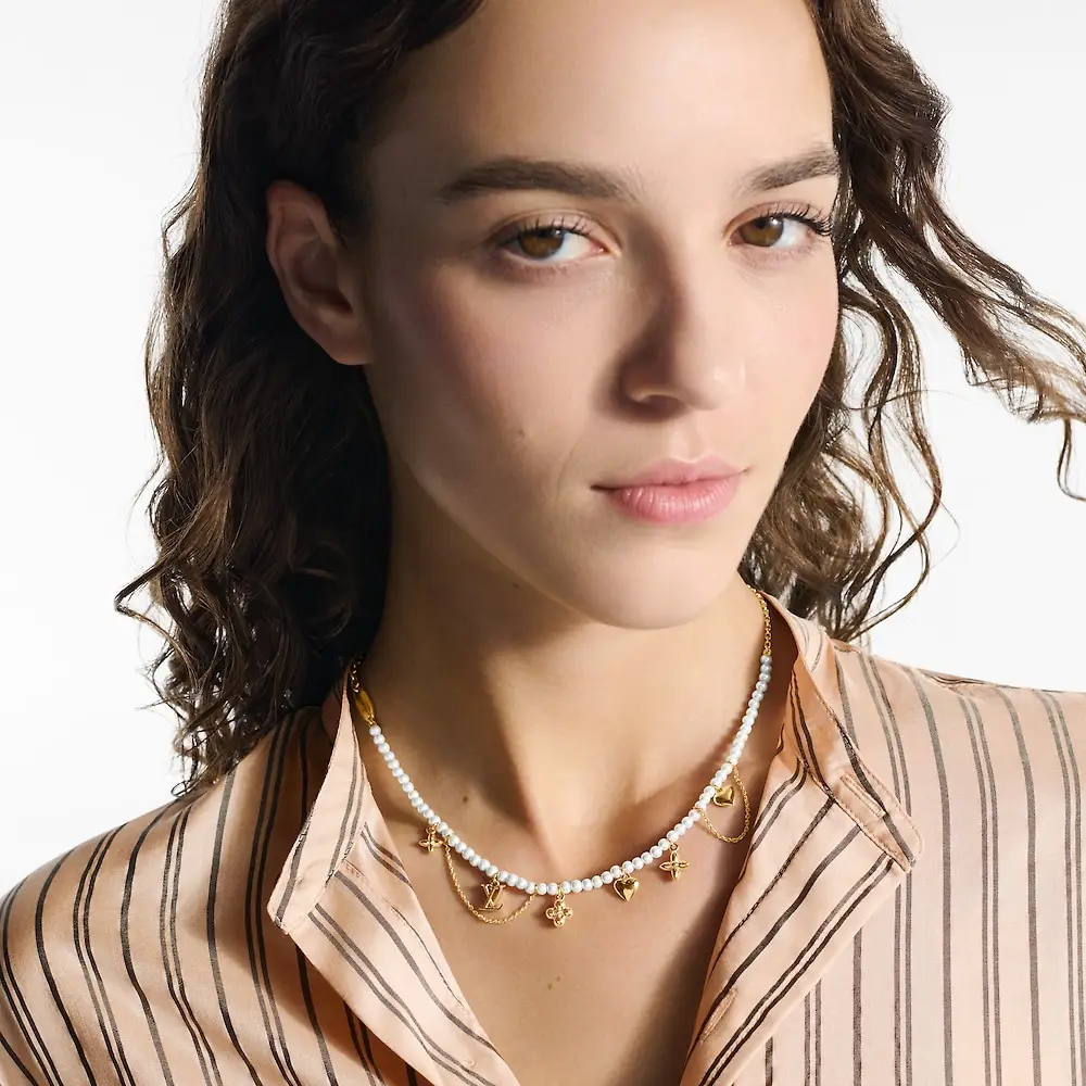 Monogram Flower Charm Pearl Necklace D16517624 — view 9