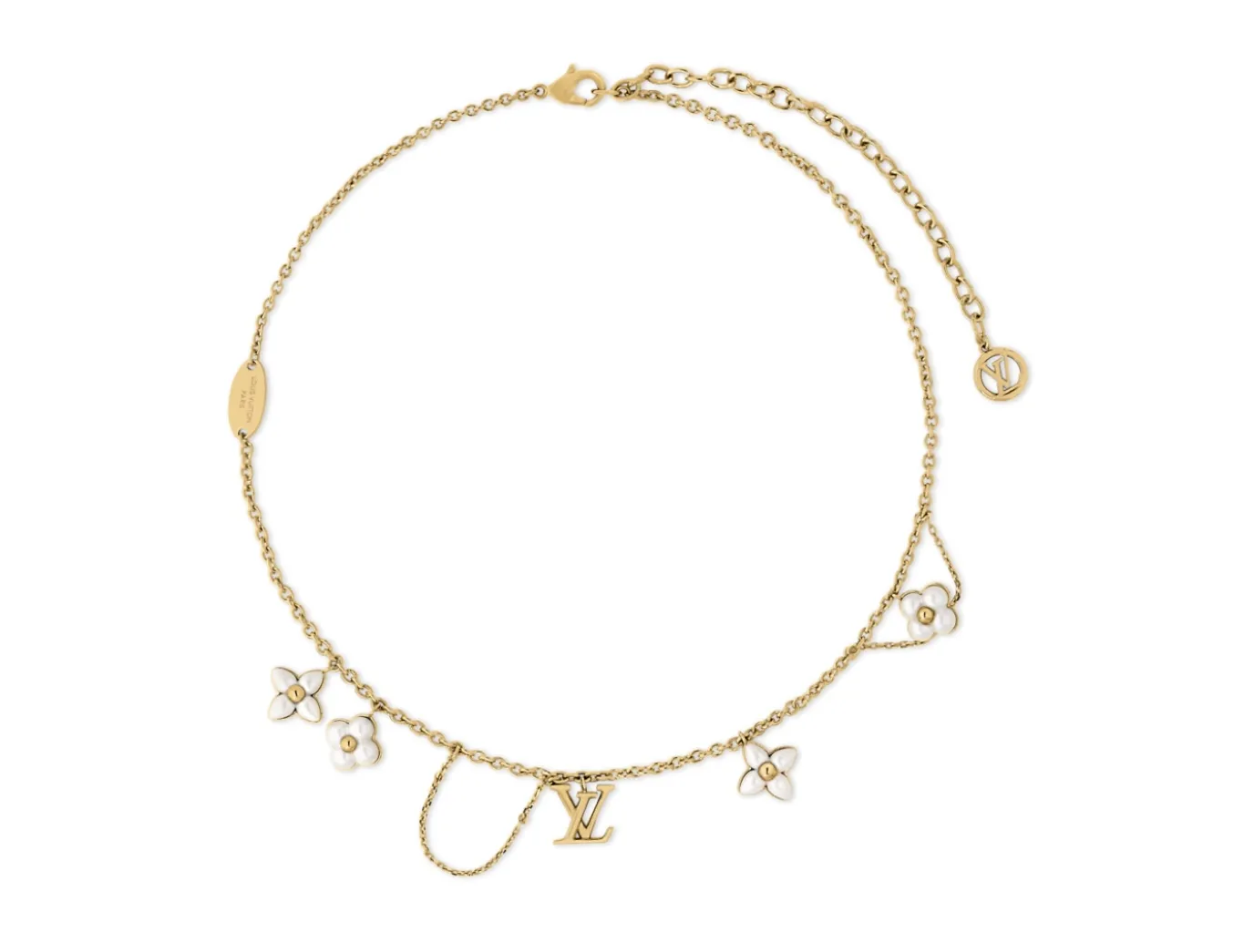 Monogram Flower and LV Initial Charm Necklace D16017272