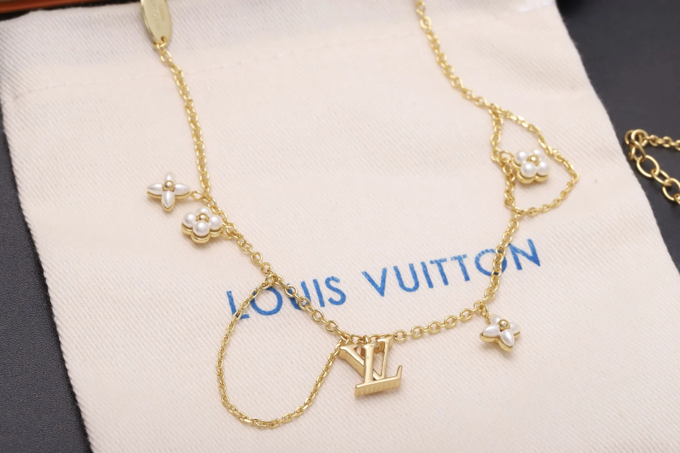 Monogram Flower and LV Initial Charm Necklace D16017272 — view 3